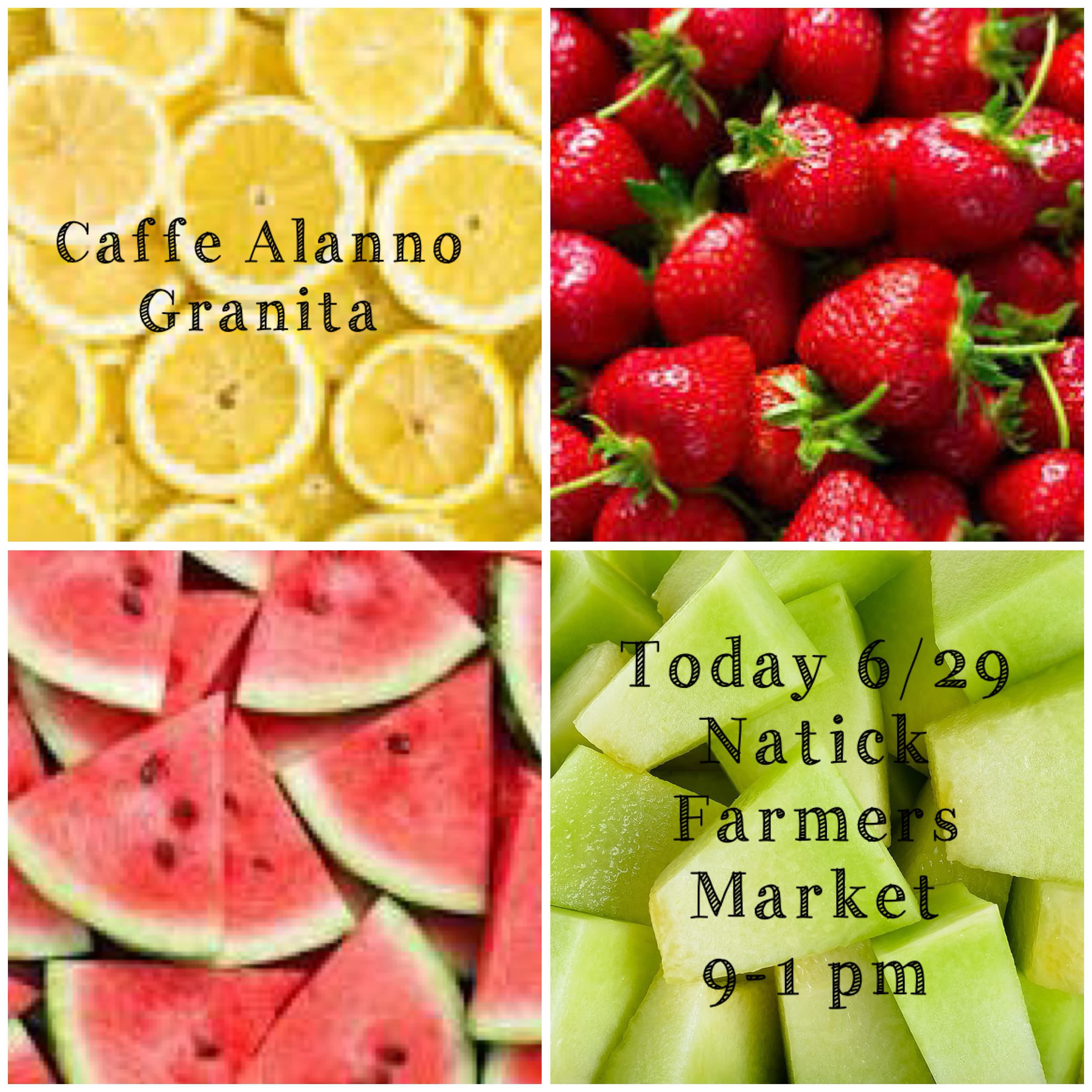 Imagine a smooth, icy blend of fruit, sugar, and water, melting in your mouth. Come try a refreshing Sicilian granita. You can find us under the red and white striped tent 9-1 pm at the Natick Farmers Market. 🇮🇹