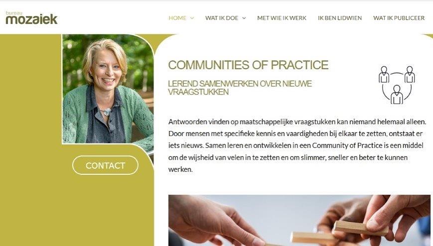 Lidwien Reyn van Bureau Mozaïek weet dat vernieuwend werken bijdraagt aan
een schonere wereld. Een ambitieuze vrouw die mensen in beweging zet om
duurzaam te doen. Ik vond het heel leuk en uitdagend om teksten voor haar
website te schrijven: www.bureaumozaiek.nl
#duurzaam #schone wereld #energietransitie #communityofpractise
#kwartiermaker #veranderkundig denken #circulair #netwerkendwerken
#klimaatbestendig #innovatie