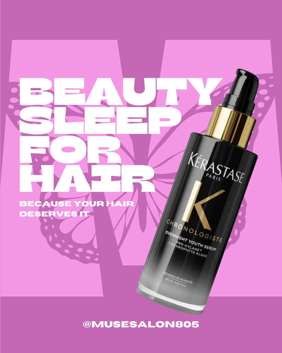 Meet the overnight reset your hair has been waiting for. Chronologiste Overnight Youth Serum works while you rest, targeting the 5 visible signs of hair aging with Pro-Xylane™ and regenerative Ochrophyta Algae.
In just one use:
+92% stronger hair
+32% more shine
-66% less frizz
450°F heat protection
Visibly fuller, smoother strands by morning
Pair it with the full Chronologiste system for maximum results and let your nighttime routine do the heavy lifting.
Ready to wake up with better hair? Grab yours today at Muse Salon.