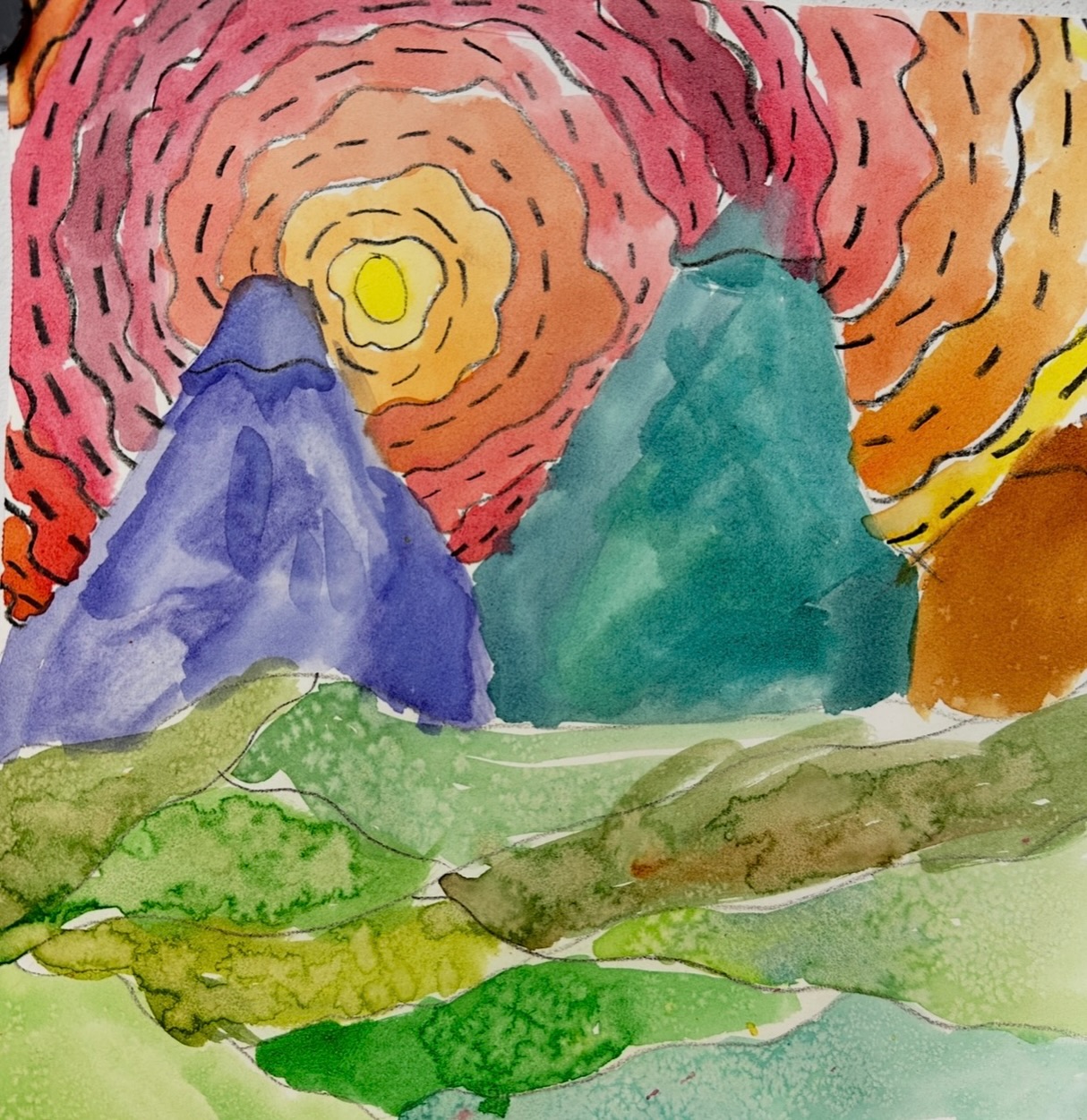 Landscape, age 8. This is from my age 7-9 art education class where artists learned about creating depth through variation in size and placement. Use of line (wavy, jagged, dashed) implies different nature observations. We discussed organic shapes and layers. And used a salt resist, hinting at snow (which we have since been engulfed in!) ❄️ While the artists may be young, they are capable of a lot don’t you agree? 😊
#artclasseswithmaryshadbolt #artschoolnj #arted arteducation njartclasses denvillenj artmattersnj arthistory colortheory elementaryart dbae crosscurricular elementsandprinciplesofart morriscountynj morriscountyart njart denvillenj nnj @morrisarts @njartassociation @denvillecitylifestyle @dwtndenville