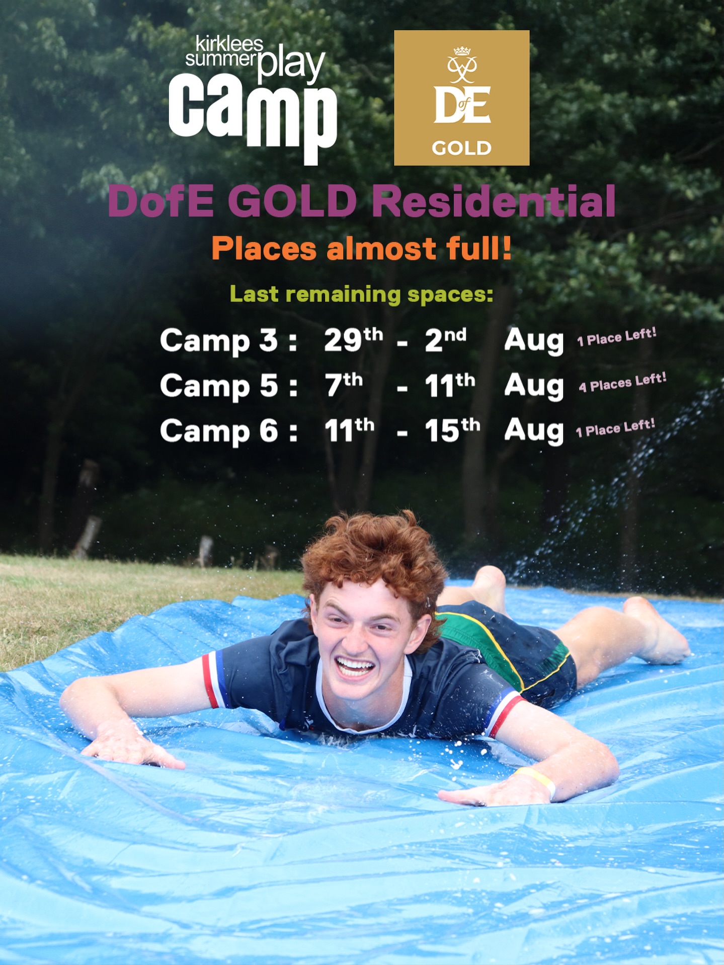 🌟 Gold DofE Residential – Final Spaces Remaining 🌟
Our Gold DofE Residential spaces are almost full with only three camps with limited places remaining!
We now have:
• 1 space left on Camp 3 (NOW FULL)
• 3 spaces left on Camp 5
• 1 space left on Camp 6 (NOW FULL)
If you’re still looking to complete your Gold Residential this summer, now is the time to secure your place.
📍 Near Woolley Edge, West Yorkshire
💷 £130 – one of the UK’s cheapest approved providers (£50 assisted places available)
✅ Official DofE Approved Residential
🏕 Help as a camp leader at our summer camp with full training and support.
Full details and booking information are on our website!
