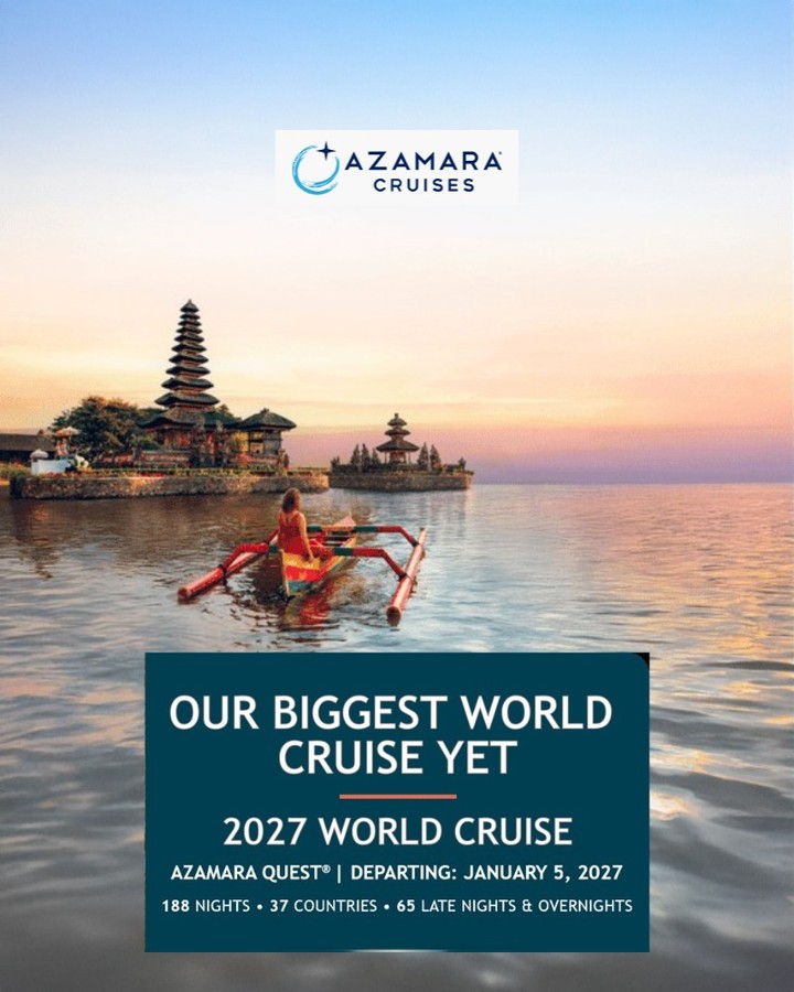 Azamara World Cruise 2027: 188-Night Ultimate Journey (January 5 – July 12, 2027)
⏰Set sail on the adventure of a lifetime with the Azamara World Cruise 2027 aboard Azamara Quest. This extraordinary 188-night voyage departs San Francisco on January 5, 2027, and concludes in Copenhagen, Denmark on July 12, 2027, taking you across five continents, 37 countries, and 103 breathtaking destinations. From the turquoise waters of French Polynesia to the majestic fjords of Northern Europe, this bucket-list journey offers over $40,000 USD in included amenities per stateroom. Why the... Check it out! https://www.rfr.bz/ia39bc6
