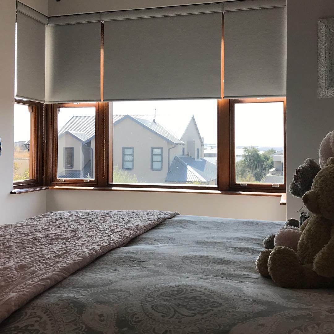 Blockout roller blinds in a bay window #interiors #blinds