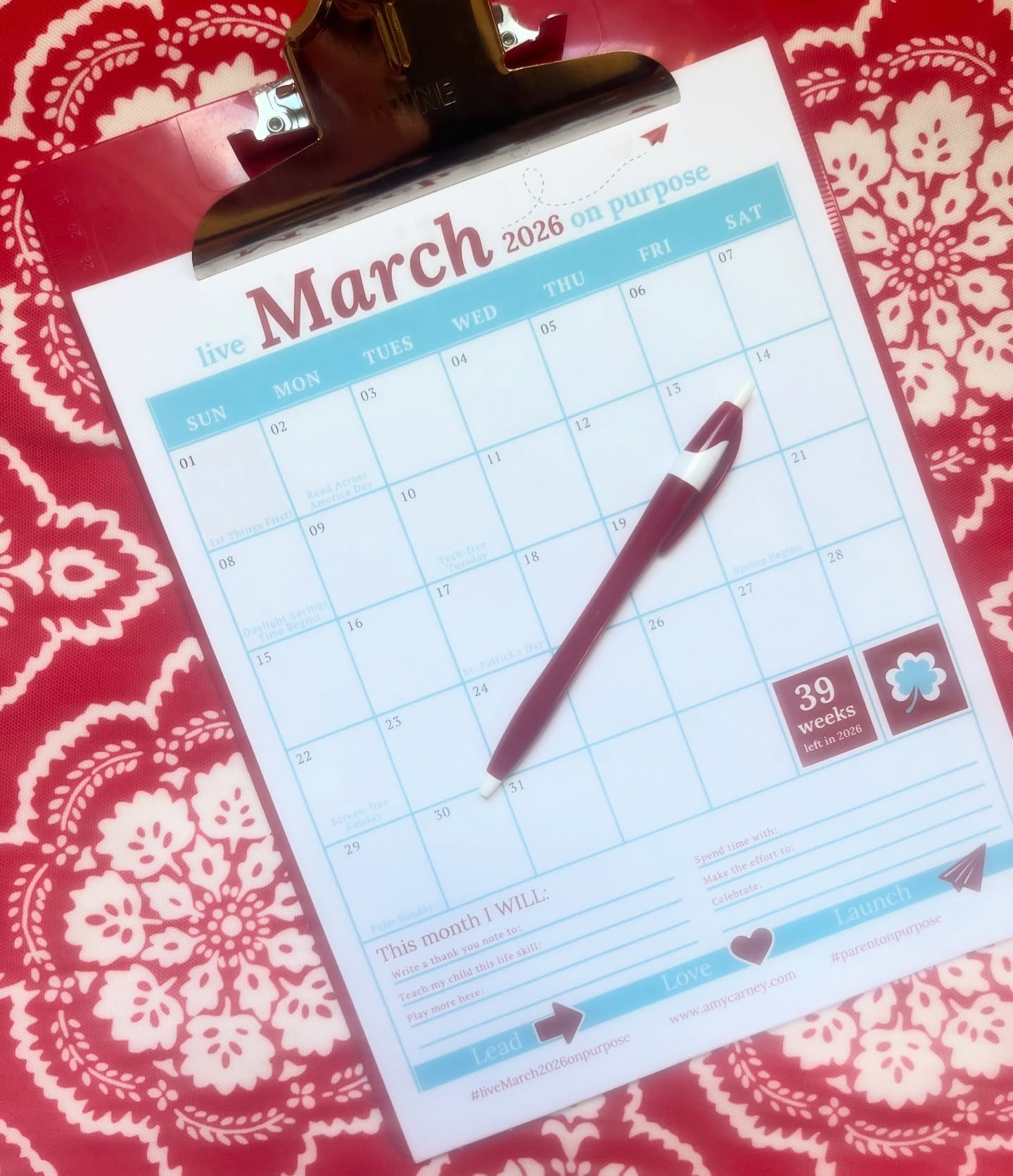 HAPPY MARCH! It’s a new month and that means a new opportunity to live on purpose.
How will you make your March matter? 💛
Here’s a few fun things happening this month:
📖 March 2– Read Across America Day
🌸 March 8 – International Women’s Day
☘️ March 17 – St. Patrick’s Day
🌷 March 20 – First Day of Spring
😊 March 20 – International Day of Happiness
🐶 March 23 – National Puppy Day
What are you most excited to celebrate this March?
#LiveOnPurpose #MakeMarchMatter #IntentionalFamilies #parentonpurpose