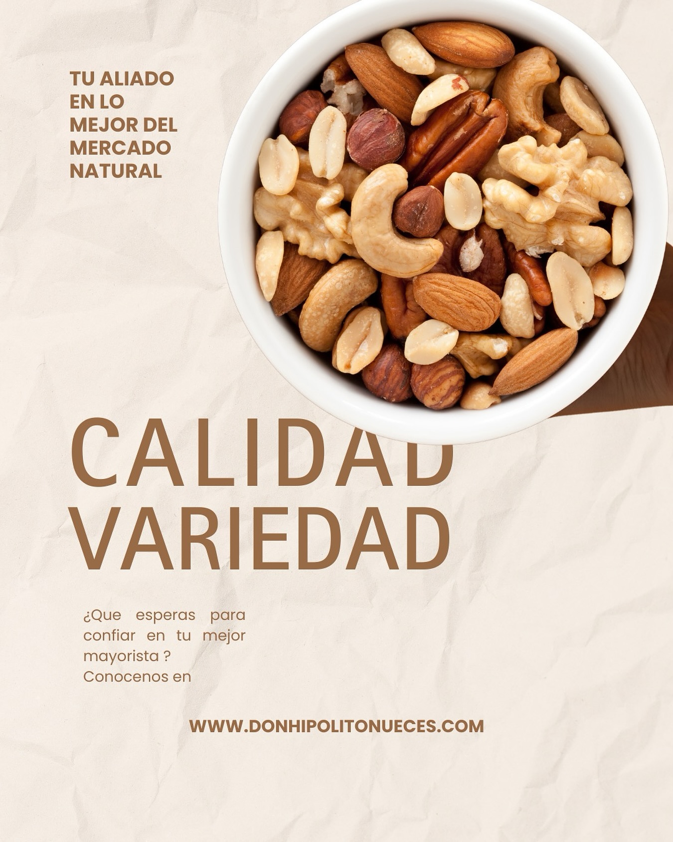 Tu mejor aliado en productos naturales 🌰✨
En Don Hipólito Nueces acompañamos a los negocios que eligen ofrecer calidad real a sus clientes. Abastecemos dietéticas, almacenes y emprendimientos que buscan marcar la diferencia con productos frescos, seleccionados y de excelente rotación 🙌
Trabajamos con venta mayorista y minorista, garantizando variedad, precios competitivos y calidad en cada entrega 🤍
Si querés sumar productos que hablen bien de tu marca, estamos para acompañarte 🌿📦
🌐 www.donhipolitonueces.com
#DonHipólitoNueces #EnvioGratis #FrutosSecos #ComprasOnline #VidaSaludable #TiendaNatural