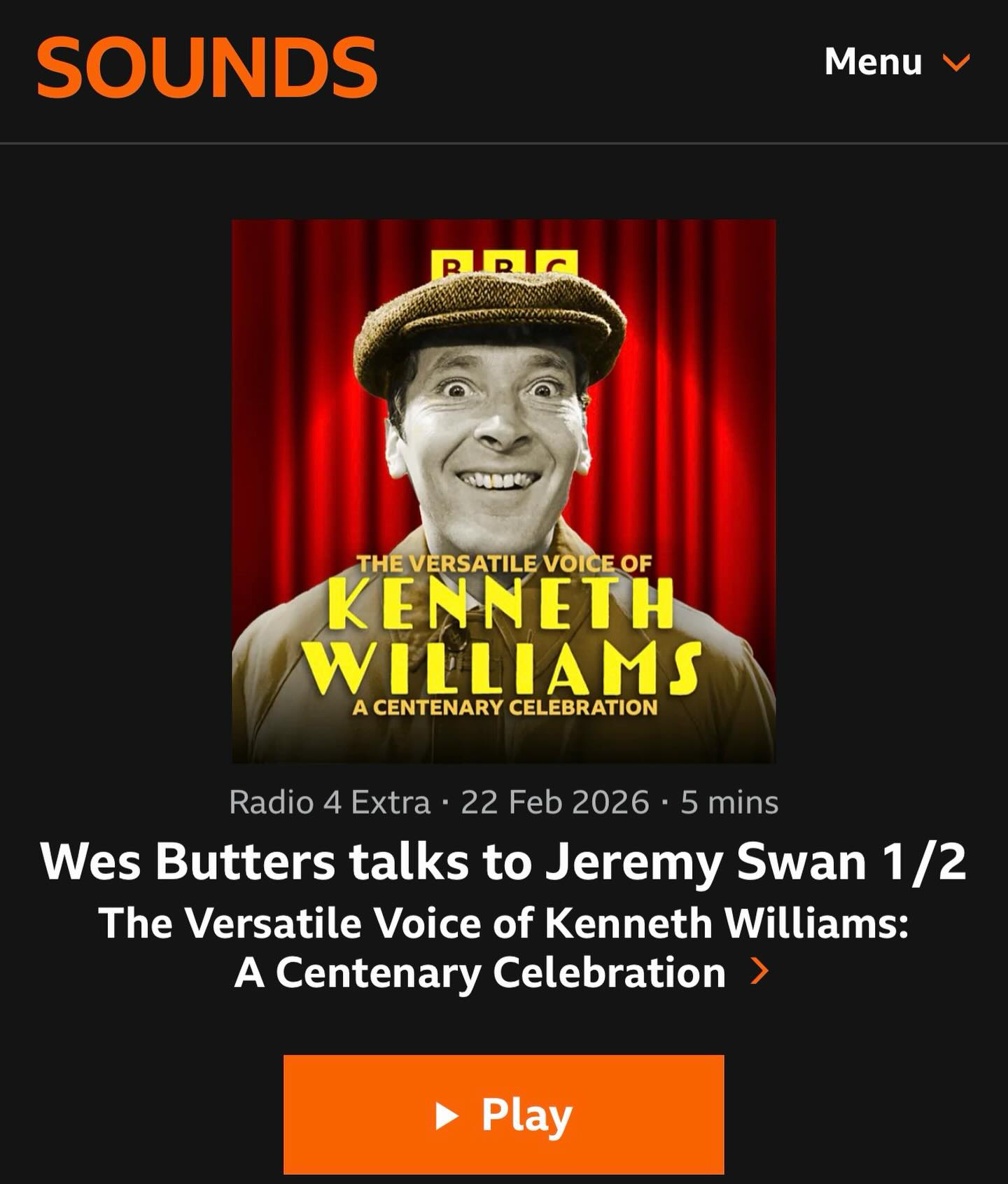 Listen in to @mrjeremyswan this morning on radio 4 and xtra talking all things Kenneth Williams in celebration of what would have been Kenneth's 100th birthday