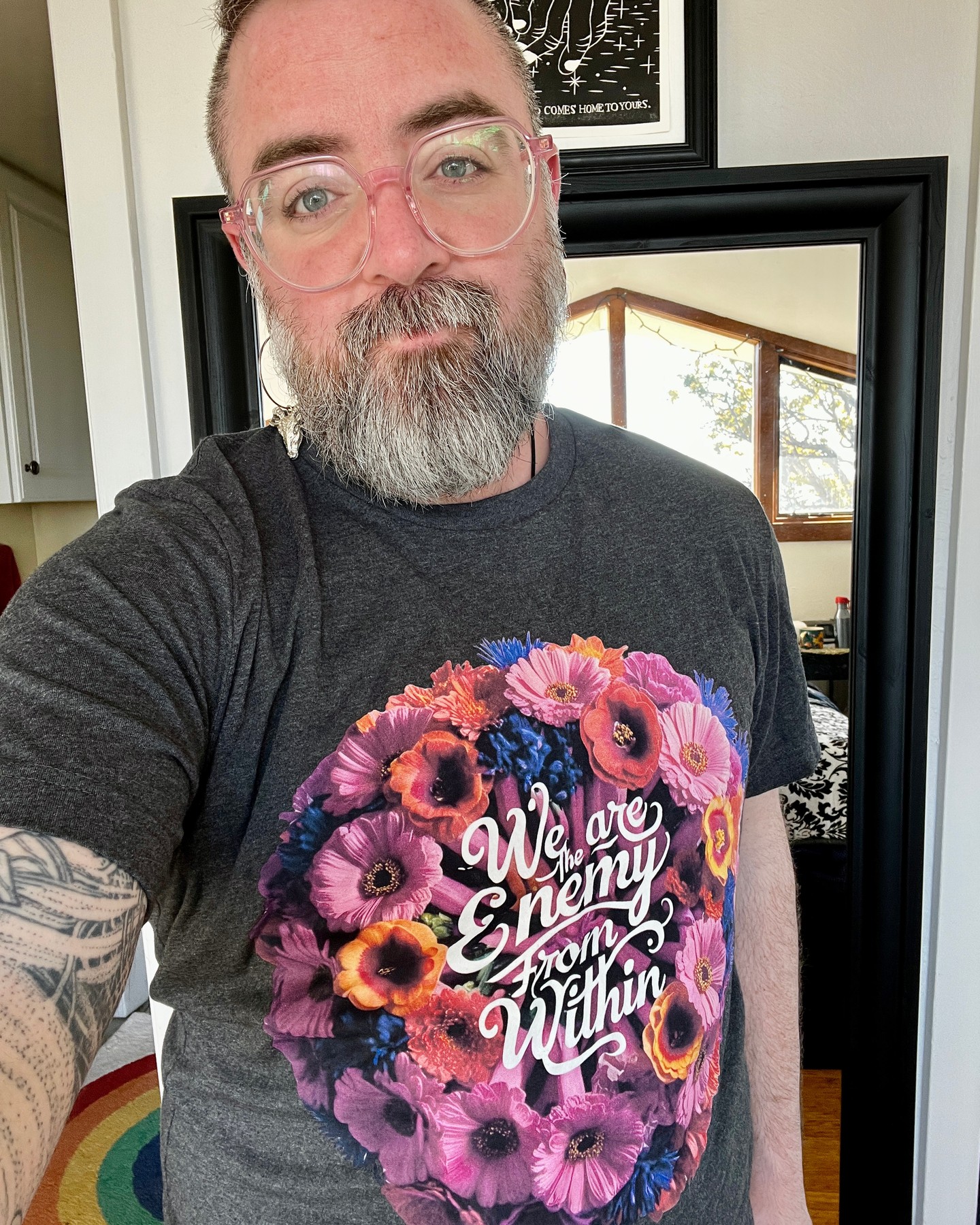 I don't know about y'all, but this white Lebanese Cajun queer transgender witch has been training for this for *generations*. I feel my well and healed Ancestors of Blood, Queer Spirit, and Craft behind me, and I feel strong with you all at my side. Game on, Fascism.
Want one of these shirts? Link to our enemyfromwithin Threadless shop in the bio for this and other radical designs!
#EnemyFromWithin #WeAreTheEnemyFromWithin #FuckFascism #NotMyFuhrer #whitesupremacyendswithus