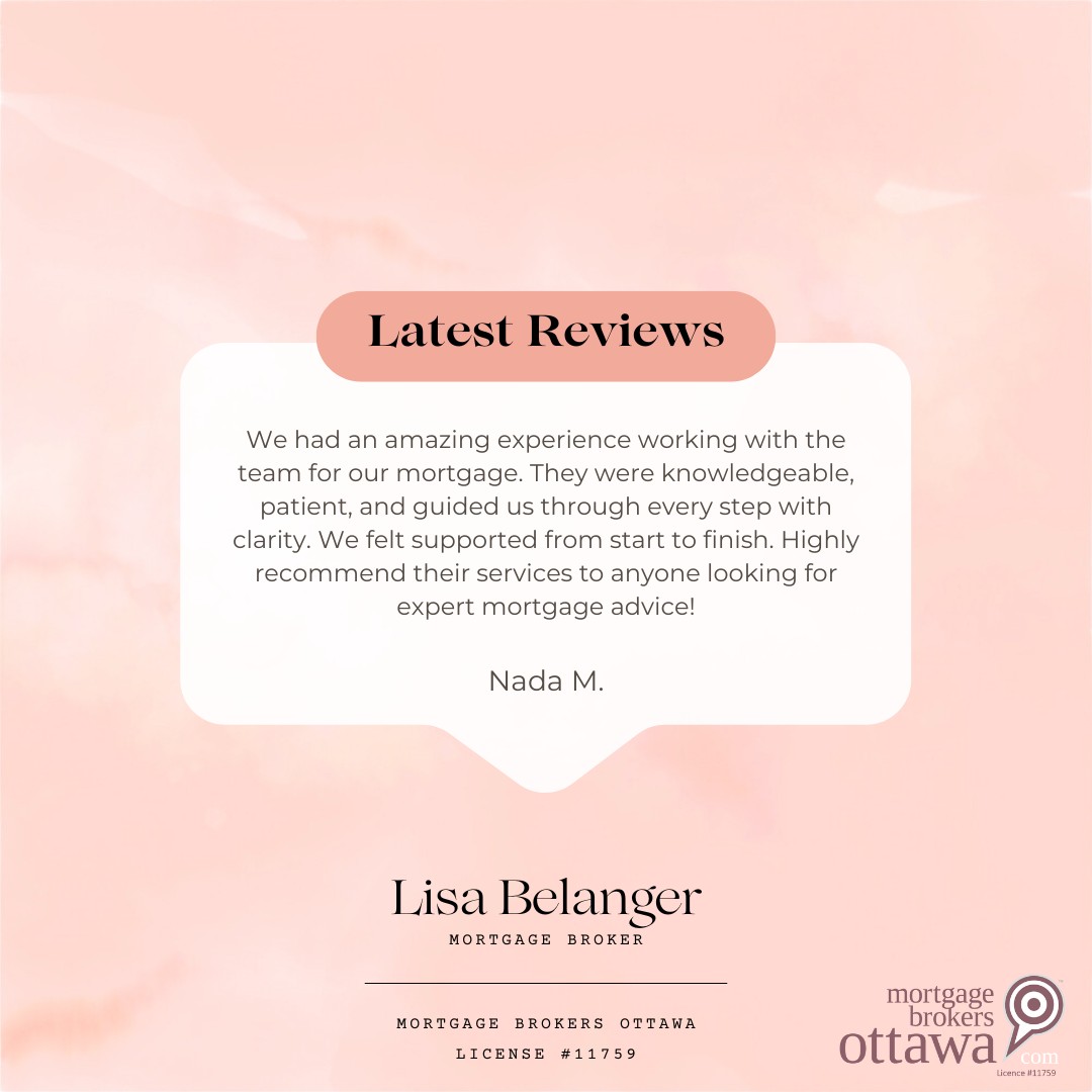 Thank you Nada for leaving us such a great review!
We were so glad to help you with your mortgage!
If you or someone you know would like a personalized look at their mortgage and financial situation, visit our website to get started!
#mortgagebroker #mortgage #realestate #ottawa #tips