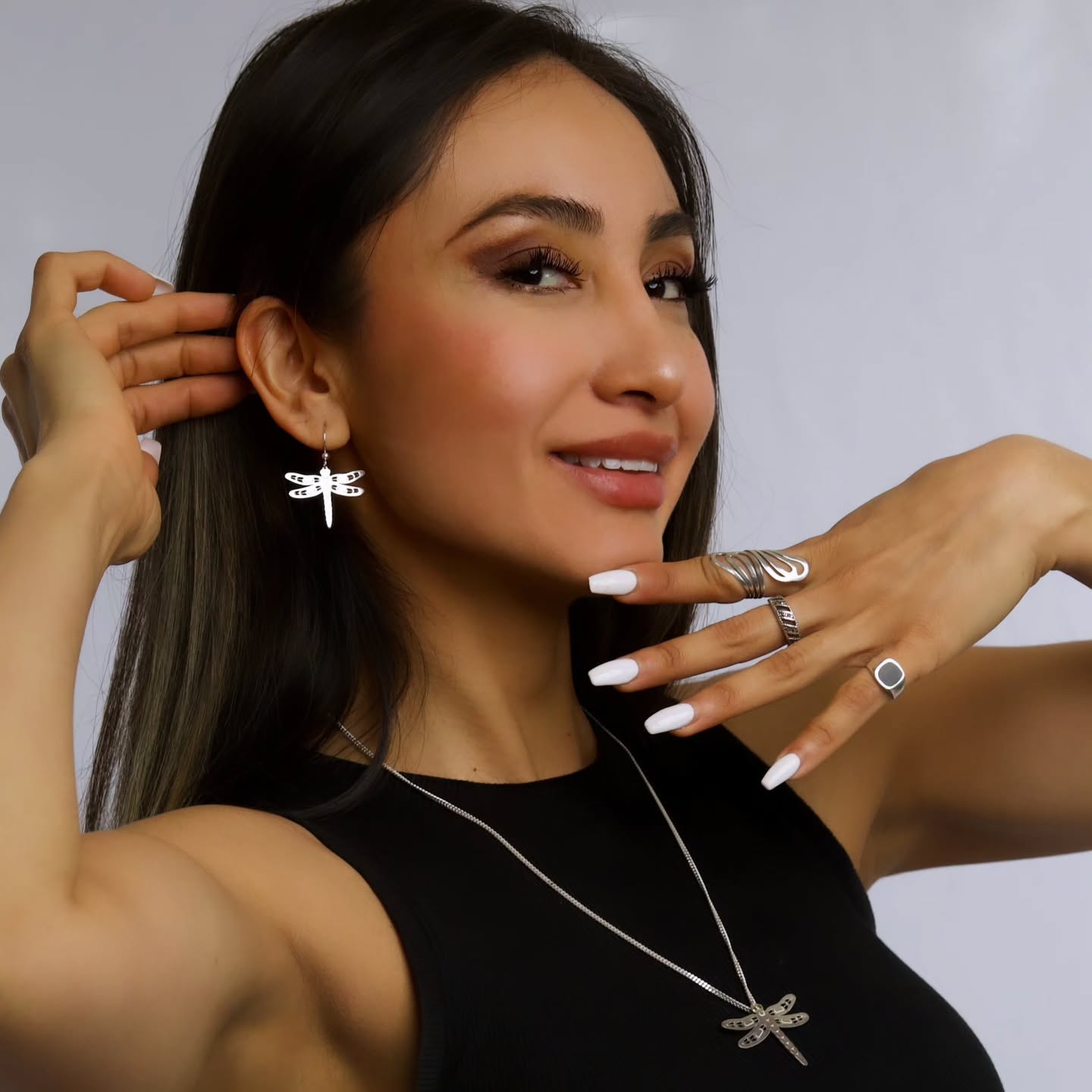 Dragonfly set (earrings& necklace) Sterling Silver