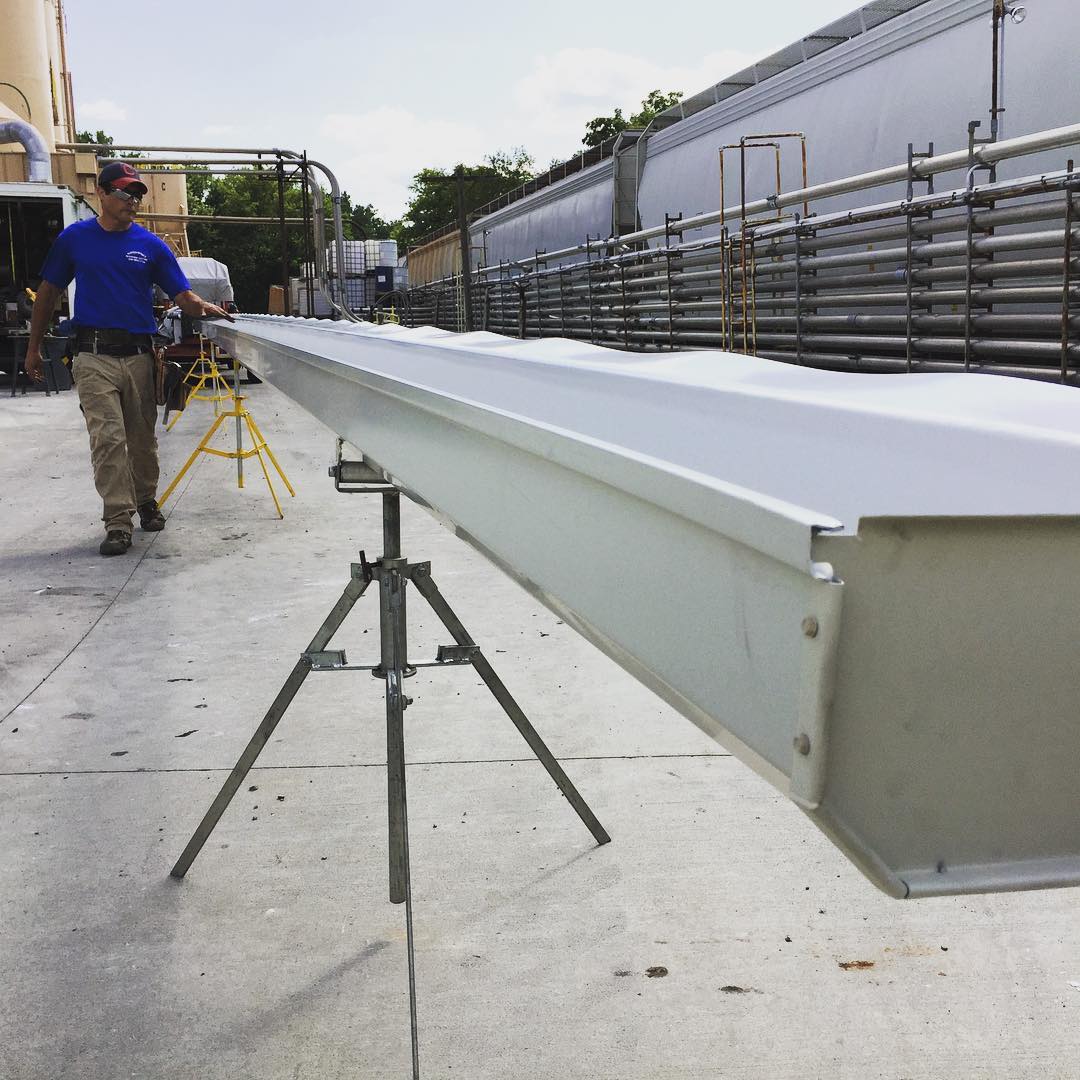 Forming our 7 inch flange gutters.