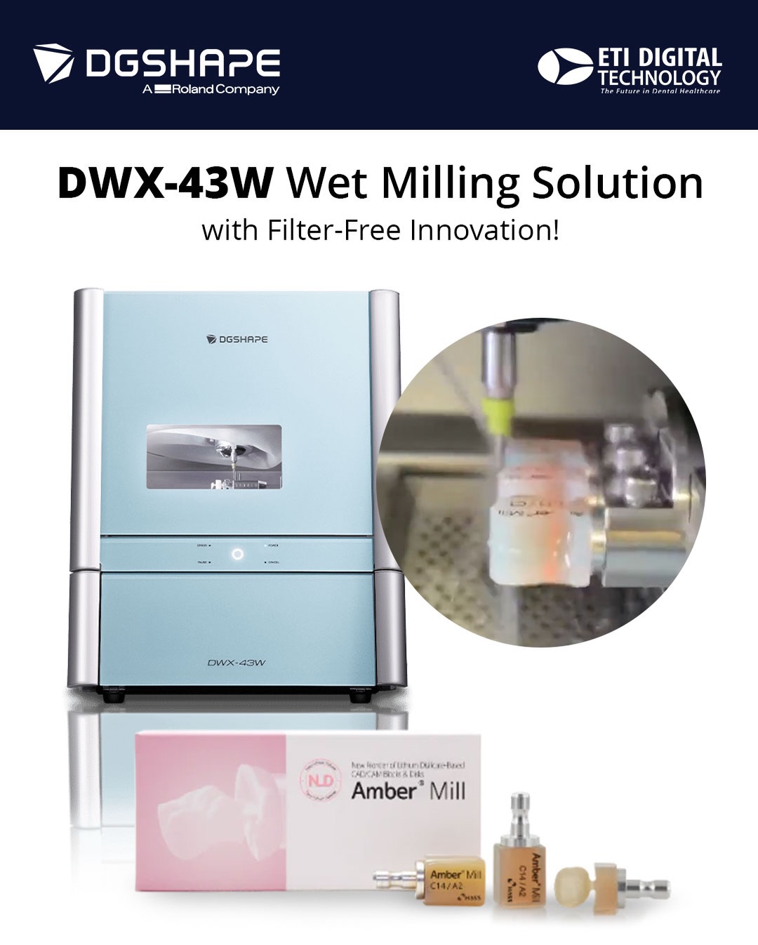 Milling in action - one of our favorite things to watch. The Amber Mill blocks milling in the NEW DWX-43W by @RolandDGA’s DGSHAPE makes it look so good. 💧⚙️
.
Experience efficiency like never before.
.
www.rolanddga.com/DWX-43W
.
☎️ For more information, please contact ETI Digital Technology today at (714) 238-1490 or sales@etidigitaltechnology.com!
.
#WetMillingMachine #DGShape #ETIDigitalTechnology #HassBio #AmberMill