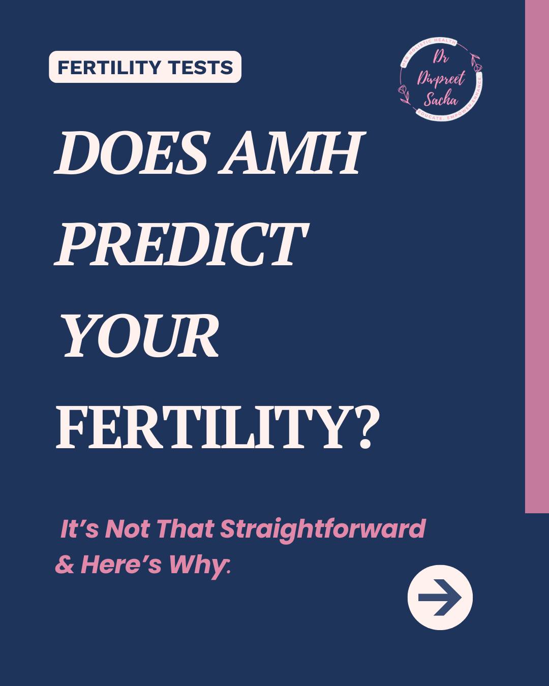 AMH is useful. It’s just not a fertility score.
🧠 AMH can be a helpful data point. It can also be a fast track to panic when it’s taken out of context.
Here’s the bit most people aren't told:
🥚 AMH tells us about eggs respond to IVF meds
❌ It does not measure egg quality
📆 It does not predict your chance of pregnancy this month
🧩 It’s most useful when combined with your age, cycle pattern, scan findings, and partner factors
✨ Save this for your next clinic consult (or to sanity-check the internet).