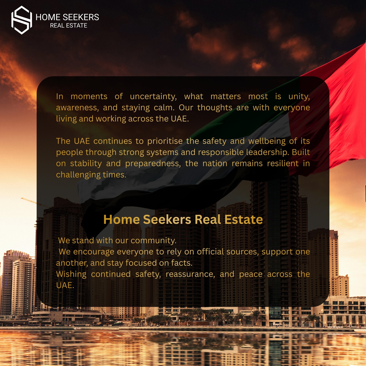 Standing Together for the UAE 🇦🇪 | Unity & StrengthIn times of uncertainty, unity and awareness matter the most.Home Seekers Real Estate stands with the people of the UAE, encouraging everyone to stay calm, rely on official sources, and support one another.Together, we remain strong, resilient, and united. 🇦🇪#HomeSeekersRealEstate #UAE #UnitedArabEmirates #StaySafeUAE #Unity #CommunitySupport #Resilience #DubaiRealEstate #UAECommunity #StayStrong #OfficialSources #PeaceAndStability #multiversetechnologies