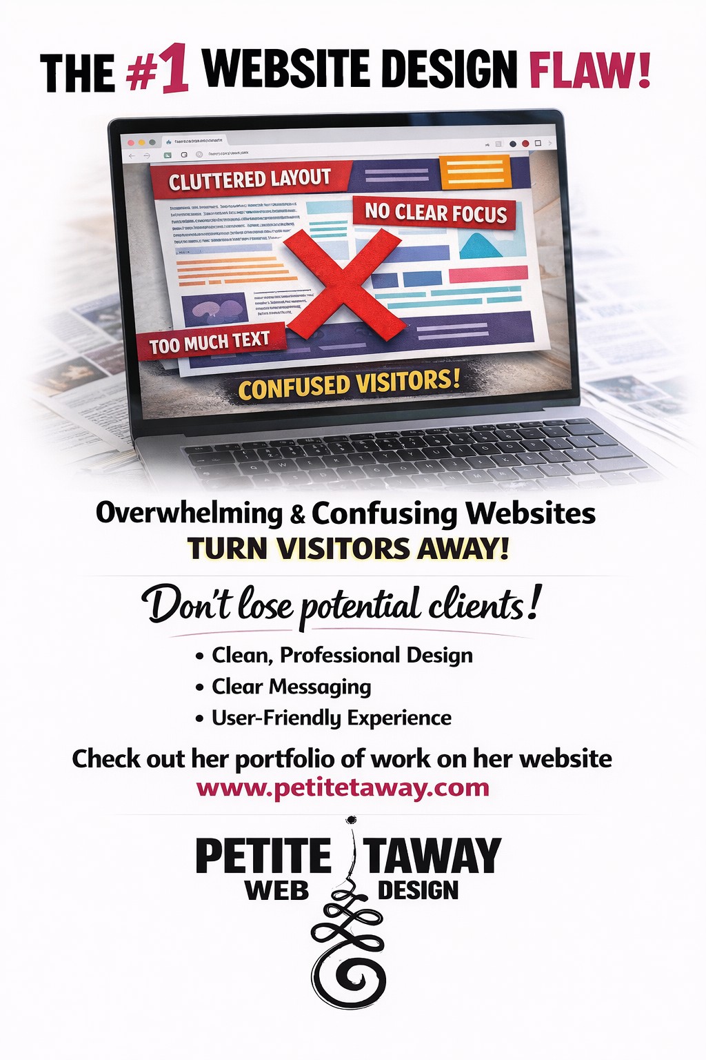 The #1 Website Design Flaw Business Owners Make!
Most business owners think their website problem is traffic… but often the real issue is confusing design.
When a website is cluttered with too much text, unclear messaging, and no clear direction, visitors quickly become overwhelmed and leave. Your website should guide visitors — not confuse them.
A high-performing website focuses on:
Clean, professional design
Clear messaging
Easy navigation
A user-friendly experience
When your website is designed strategically and intentionally, it becomes a powerful tool that turns visitors into customers. If you're wondering whether your website is helping or hurting your business, take a look at what’s possible by contacting Deb Newman, Owner of Petite Taway. She offers a free consultation to discuss how she can improve or revamp your online presence
Check out her portfolio of work at:
www.petitetaway.com
#petitetaway #femaleownedbusiness #WebsiteStrategy #EntrepreneurTips