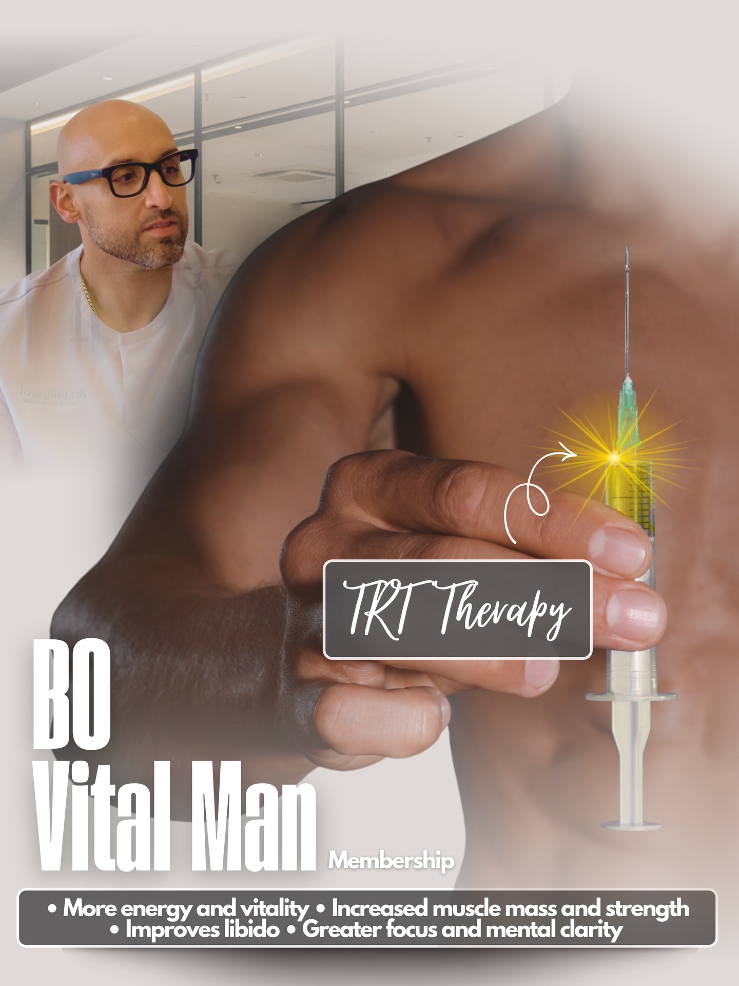 Imagine what you could achieve by combining weight loss with TRT therapy.
When medically guided weight loss is combined with Testosterone Replacement Therapy, the results can go beyond just losing pounds. Many men experience improved energy, increased muscle mass, better metabolism, and enhanced overall vitality.
Low testosterone can make it harder to lose weight, build muscle, and maintain energy throughout the day. By addressing hormone balance while following a personalized medical weight-loss program, you can unlock your body’s full potential.
At B.O. Medical Center in Jacksonville, our BO Vital Man program focuses on optimizing hormones, improving body composition, and helping men feel stronger, healthier, and more confident.
Ready to take the next step?
Schedule your evaluation and discover what your body is truly capable of.
📞 Call us: 904-467-4431
💬 Write us your number to contact you!
🗣️ (904)___-______
📍 6100 Greenland Rd suite 301
Jacksonville,Fl 32258
Follow our medical staff:
👩🏾⚕️ @the_metabolic_md
👨🏻⚕️ @drjosebird
Hablamos español
🌐 www.bomedicalcenter.com