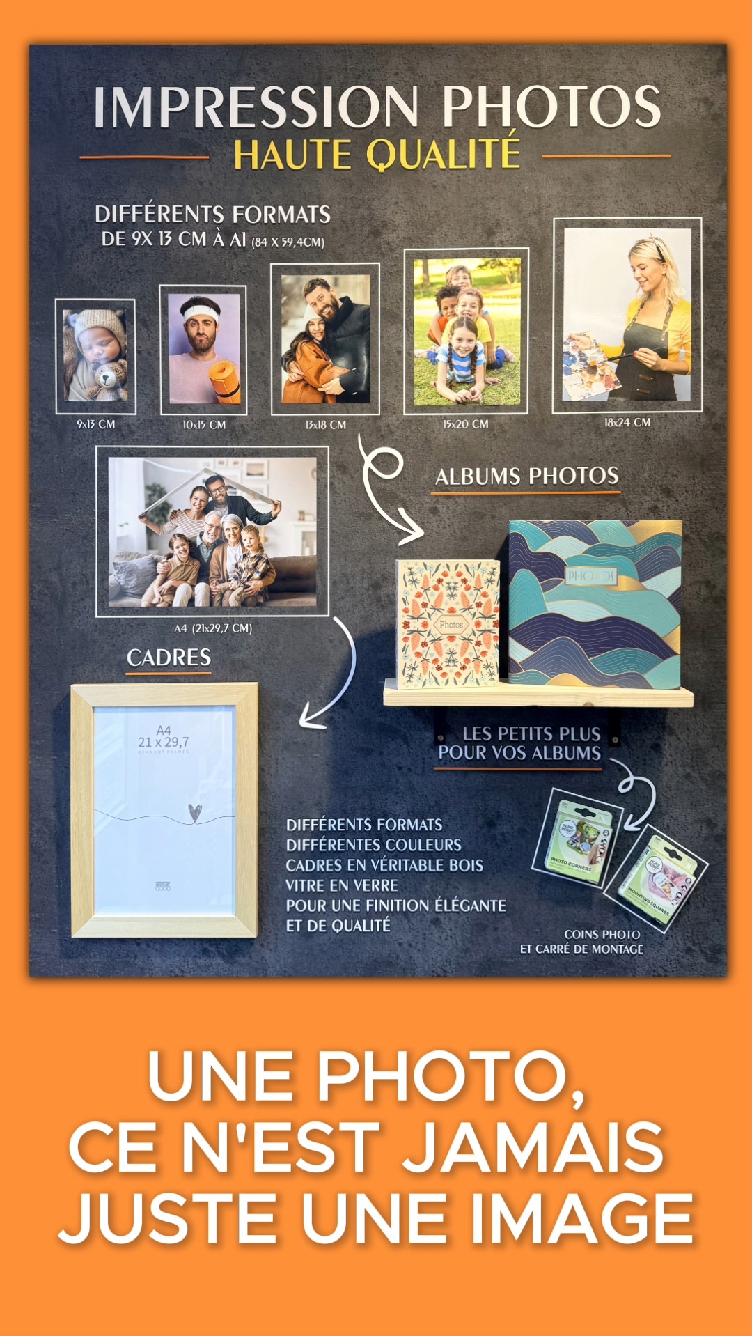 Vos souvenirs méritent le meilleur 💛
Photos haute qualité, cadres en bois, albums et finitions soignées.
Du petit format au grand plaisir 📷
#Arteplan #lahulpe #impressionphoto