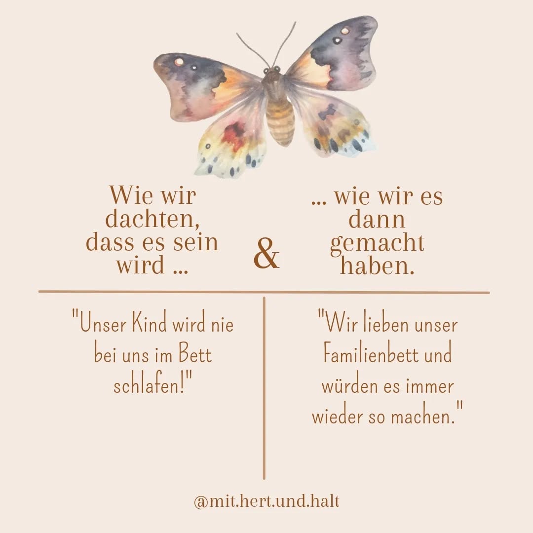 Welche Erwartungen, Wünsche und Vorstellungen hattet ihr vom Babyschlaf, bevor ihr zum ersten Mal Mama oder Papa geworden seid? Und wie war es dann letztendlich?
Ich weiß noch, dass es für mich UNVORSTELLBAR war, dass unser Baby mit uns in einem Bett schläft. Dieser Ansicht war ich genau bis es auf die Welt gekommen war.
Für uns hat es sich einfach völlig falsch angefühlt, dass die Motte alleine im Beistellbettchen liegen soll und mein Mann und ich nah beieinander. Wir haben es förmlich gebraucht, sie direkt bei uns zu haben.
Zusätzlich hatten wir mit untröstbarem, stundenlangem Schreien zu tun - das ging durch das gemeinsame Schlafen zwar nicht weg, aber so konnten wir zumindest im Liegen ständig für sie da sein.
Disclaimer: Das Schlafen im Familienbett muss für die Familie passen und soll hier nicht als das Nonplusultra dargestellt werden. Ich berichte von unserer Erfahrung, um zum Austausch anzuregen. Beistellbettchen, Gitterbettchen, Familienbett ... - unter Berücksichtigung der offiziellen Sicherheitsempfehlungen ist alles super, solange alle beteiligten Familienmitglieder zufrieden damit sind.
#bfbbindungsorientiertefamilienbegleitung #bedürfnisorientiert #bfbinstitut #mitherzundhaltbfb #familienbett #babyschlaf #schlafberatung #bfbschlafberaterin #kindererziehung #schreibaby #highneedbaby #tübingerhüftbeugeschiene