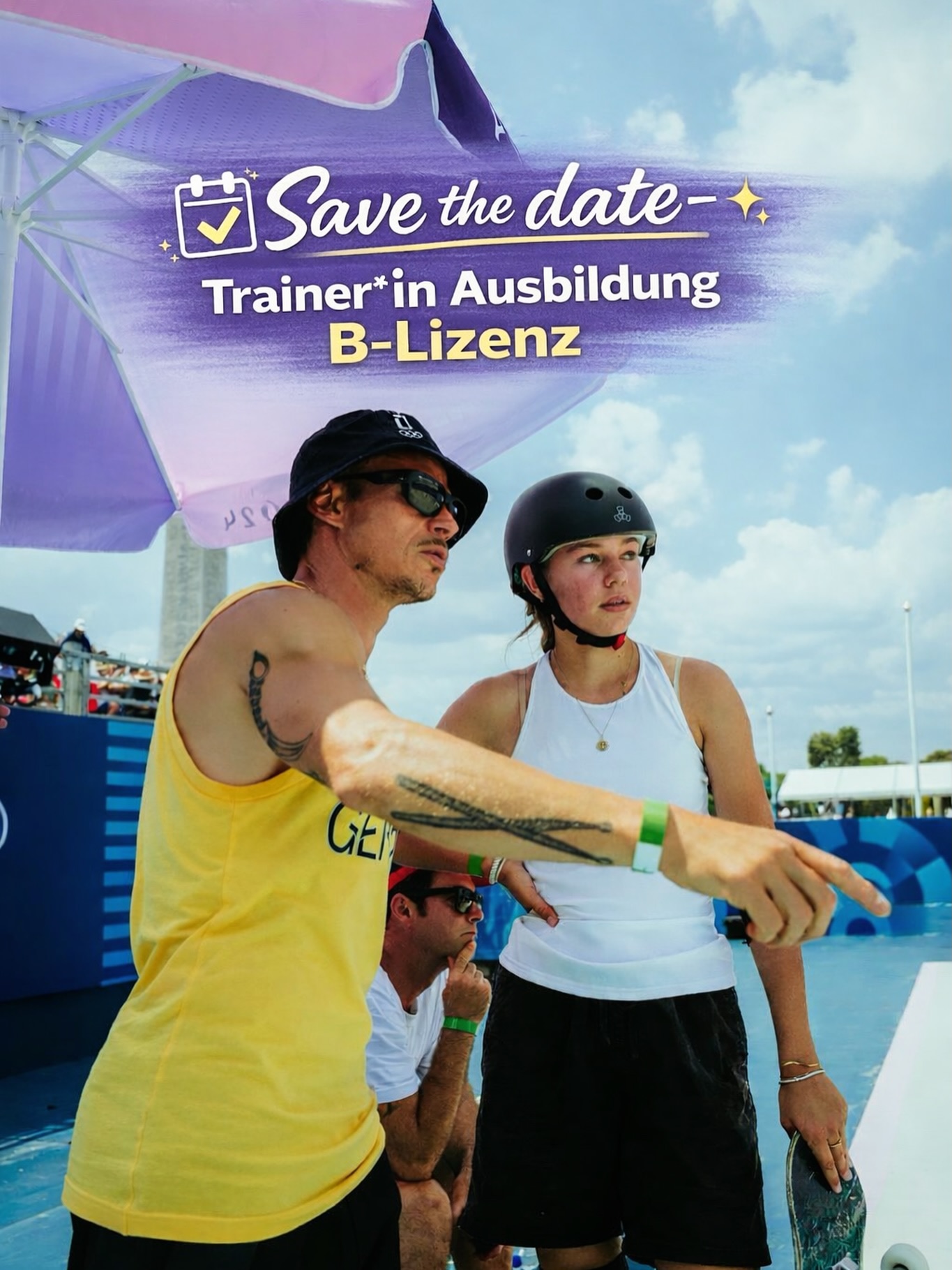 ❗️Save the date - Trainer*in Ausbildung B-Lizenz Skateboard 2026 ❗️
Sa, 24.10. / So, 25.10.2026
Präsenz-Block 1 in Köln
Sa, 07.11. / So, 08.11.2026
Präsenz-Block 2 in Köln + 4 Online-Blöcke (tba, wochentags ca. 18:00 - 21:30 Uhr)
insg. 60 Lerneinheiten (LE)
Voraussetzung: Vollendung 18. Lebensjahr
Mitgliedschaft in einem DRIV angehörigen Verein
gültige Trainer*in C-Lizenz Skateboard (mind. 2 Jahre alt)
#skateboardgermany
Bildrechte ©️ @teamdeutschland Fotograf 📸 @philippreinhard
