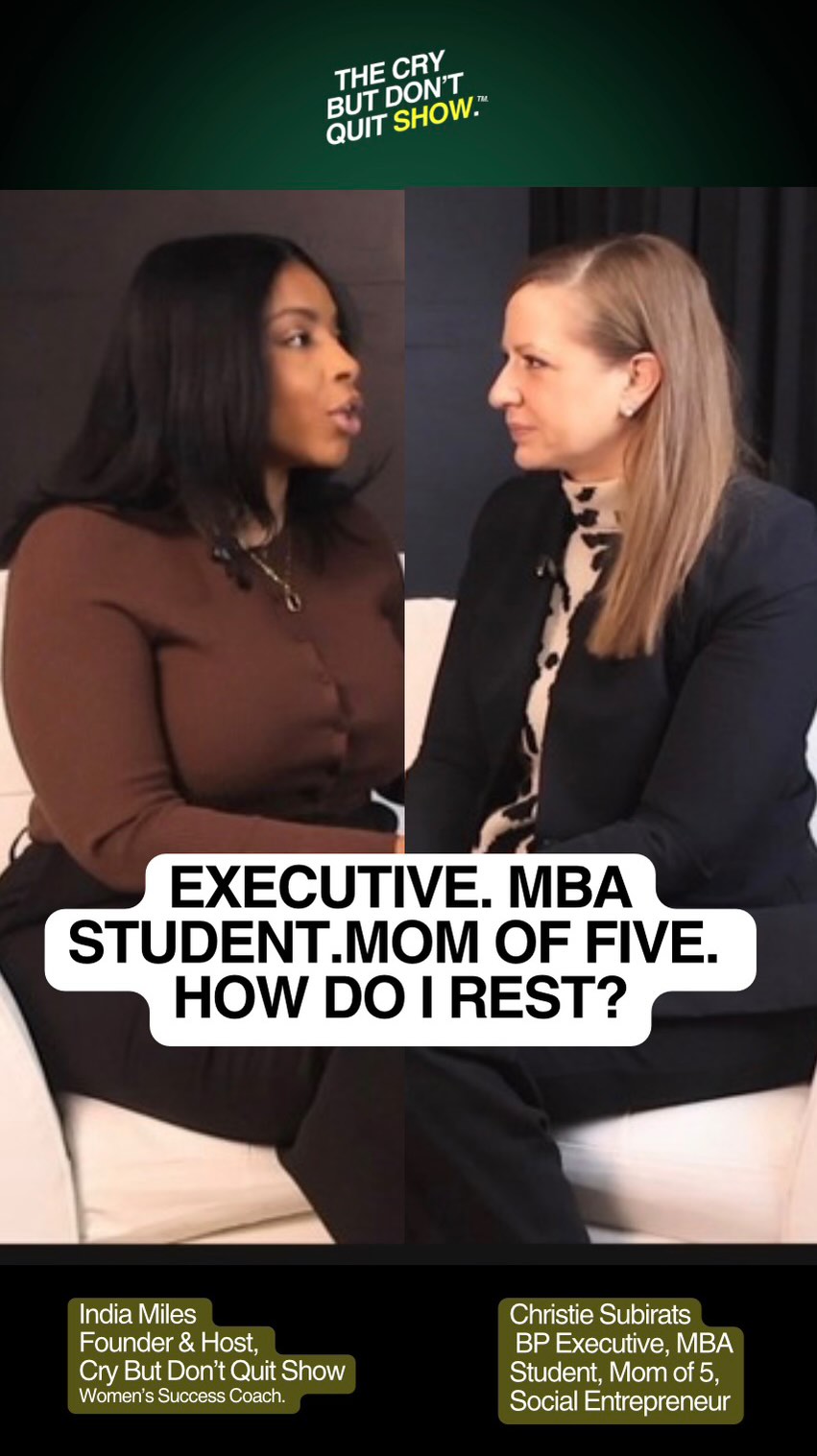 Executive. MBA Student. Mom of 5.
“How do I rest?”
My advice?
Rest is a skill.
And like any skill — it takes practice.
Watch the full episode on YouTube.
Guest: @this.christie
Producer: @bellahausmarketing