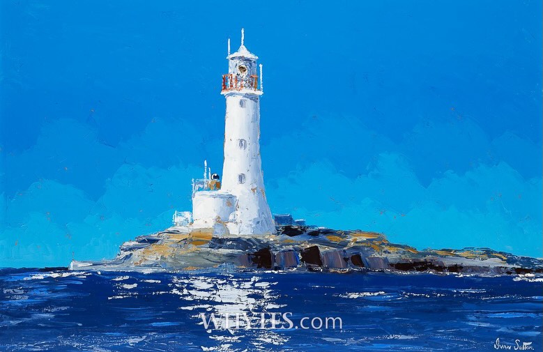 Whytes Art Auction. Dublin. “TUSKAR ROCK LIGHTHOUSE”. Off Rosslare. Co Wexford. Lot 103. Oils.20/30ins. On view 38 Molesworth St. D2. Online bidding now. Auction Mon 9/03/26. Guide €1500/2500