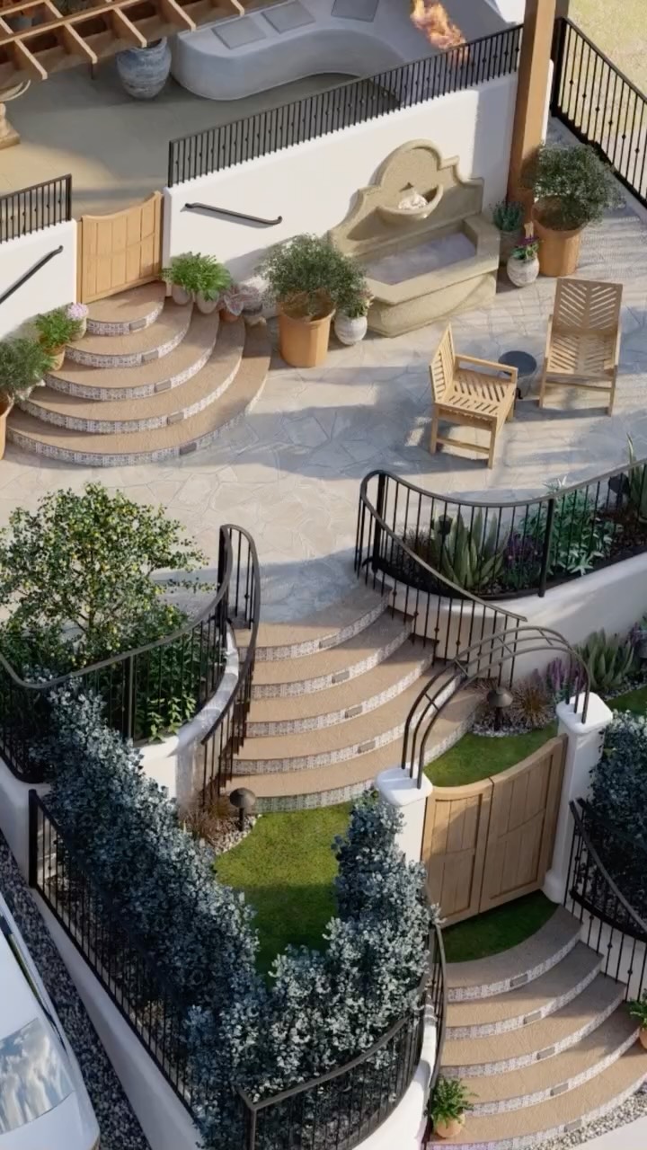 “Life is easy”… especially on this “petite” hillside 🤏🏼🌿
Spanish Revival architecture set the tone with this design. Layered terraces transform a small front yard slope into a series of functional outdoor spaces, anchored by hand-painted tile risers, a custom fountain wall, and a sculpted stucco fireplace.
#LandscapeDesign #SanDiegoLandscapeDesign #SpanishRevival #OutdoorLiving #LandscapeArchitecture