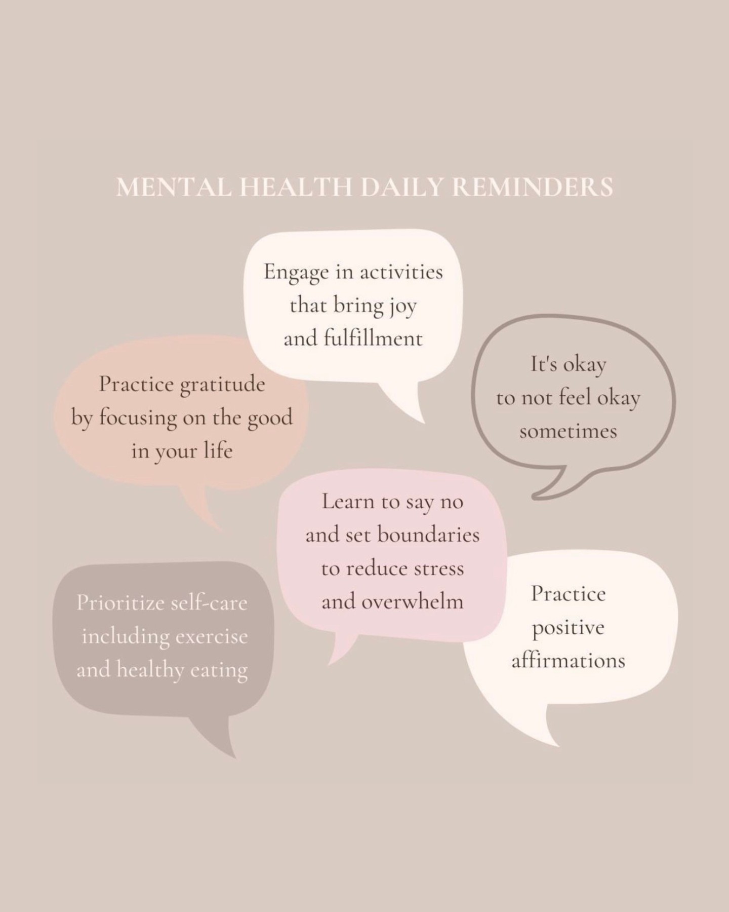 🌟 Daily Mental Health Reminders 🌟
Hey everyone! 💬 Taking care of our mental health is just as important as our physical health, so here are some daily reminders to help you navigate through each day with positivity and self-care:
1️⃣ Engage in activities that bring joy and fulfillment
2️⃣ It's okay to not feel okay sometimes
3️⃣ Practice positive affirmations
4️⃣ Learn to say no and set boundaries to reduce stress and overwhelm
5️⃣ Prioritize self-care including exercise and healthy eating
6️⃣ Practice gratitude by focusing on the good in your life
Remember, progress takes time, and it's okay to take things one step at a time. You're doing great! 💪 Take care of yourselves, and don't forget to spread kindness wherever you go.
#mentalhealth #mentalhealthawareness #mentalhealthmatters #mentalhealthrecovery #mentalhealthsupport
