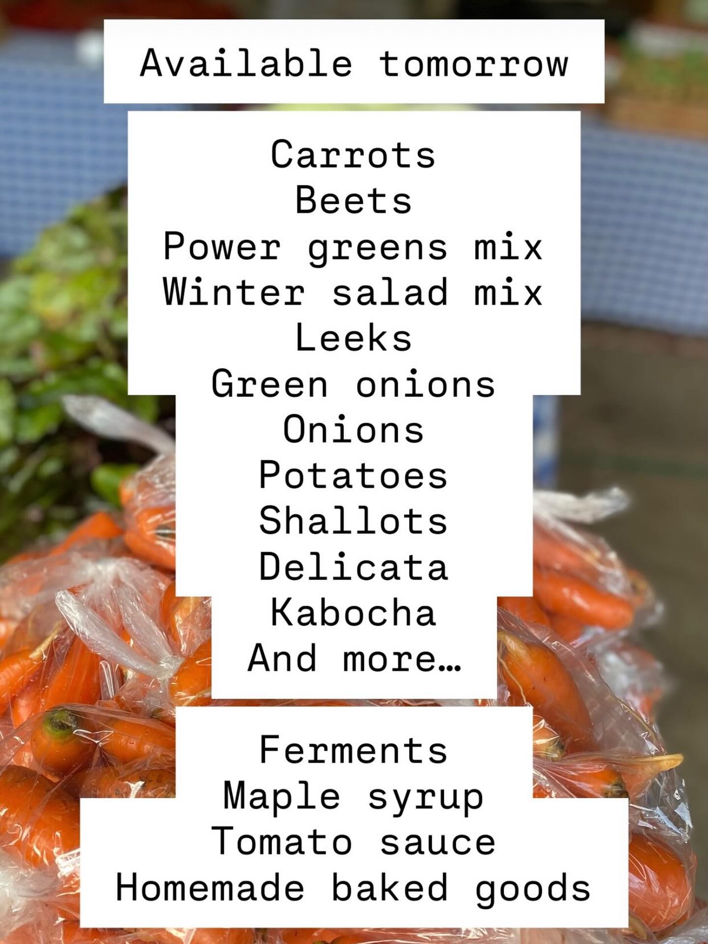 Last winter pop-up on the farm tomorrow. Saturday Feb 21 from 10am-1pm.