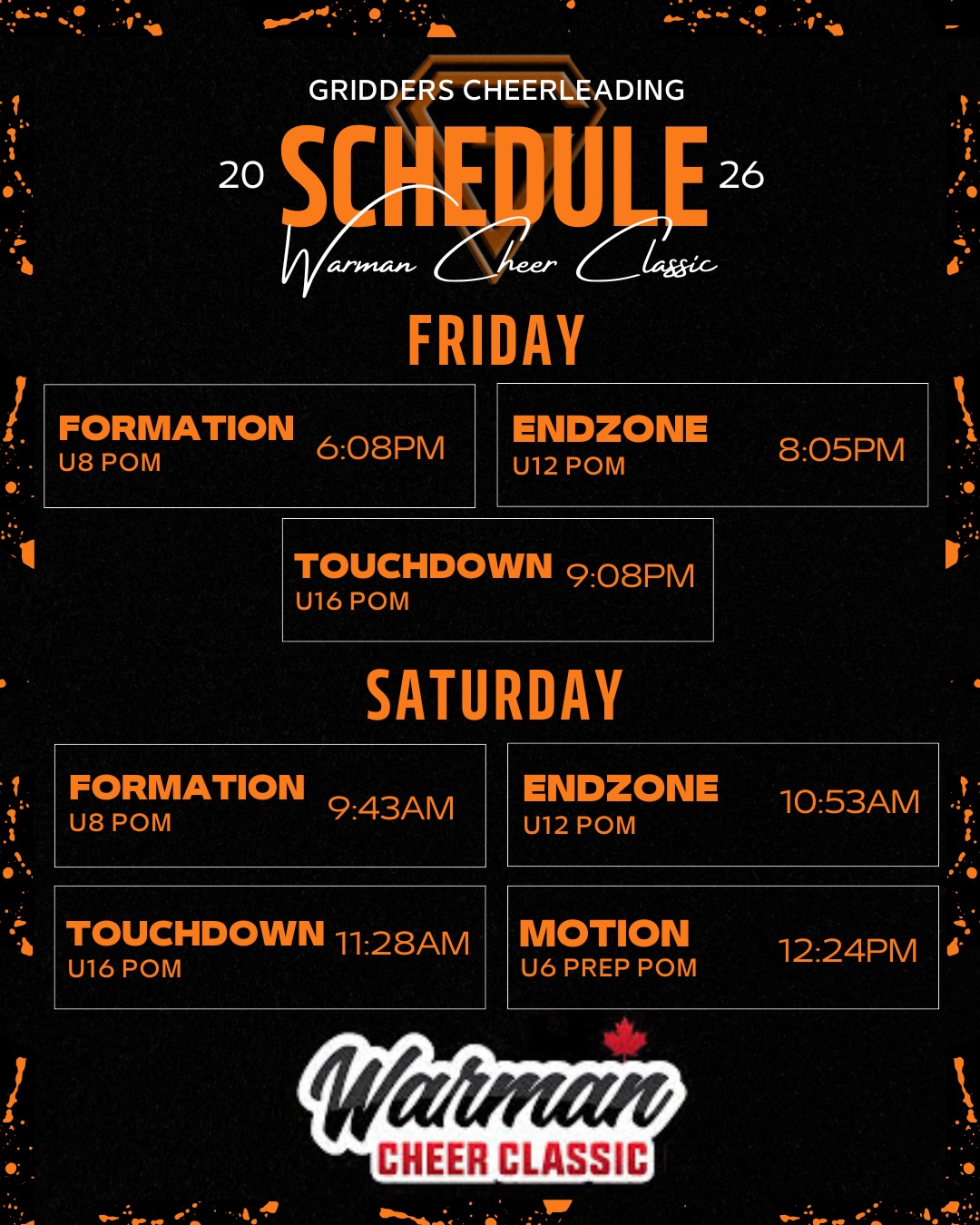 It’s time, Warman! All our teams are ready for a packed weekend and we can’t wait to see you and hear you in the fan zone!📣🧡
#sask#cheer#cheerleading#gridderscheer#griddergym