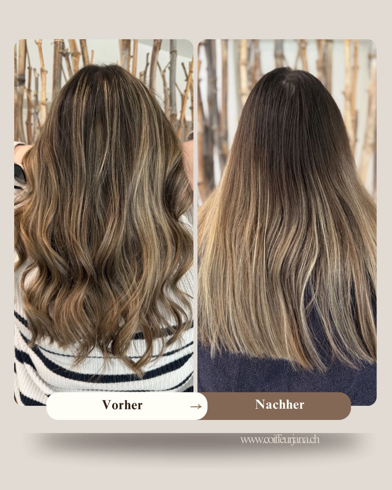 Feine Highlights, die das Haar lebendig wirken lassen.
Mehr Tiefe am Ansatz, sanfte Helligkeit in den Längen –
für ein Blond, das natürlich fließt und weich fällt.
Ein Vorher–Nachher, das zeigt,
wie viel Harmonie in perfekt gesetzten Strähnen steckt. 🤍
📩 @coiffeurjana_ oder per WhatsApp
🌐 www.coiffeurjana.ch
📞 +41 78 261 55 47
#CoiffeurJana #Schmitten #swisshairdresser
#highlights #balayagelook
