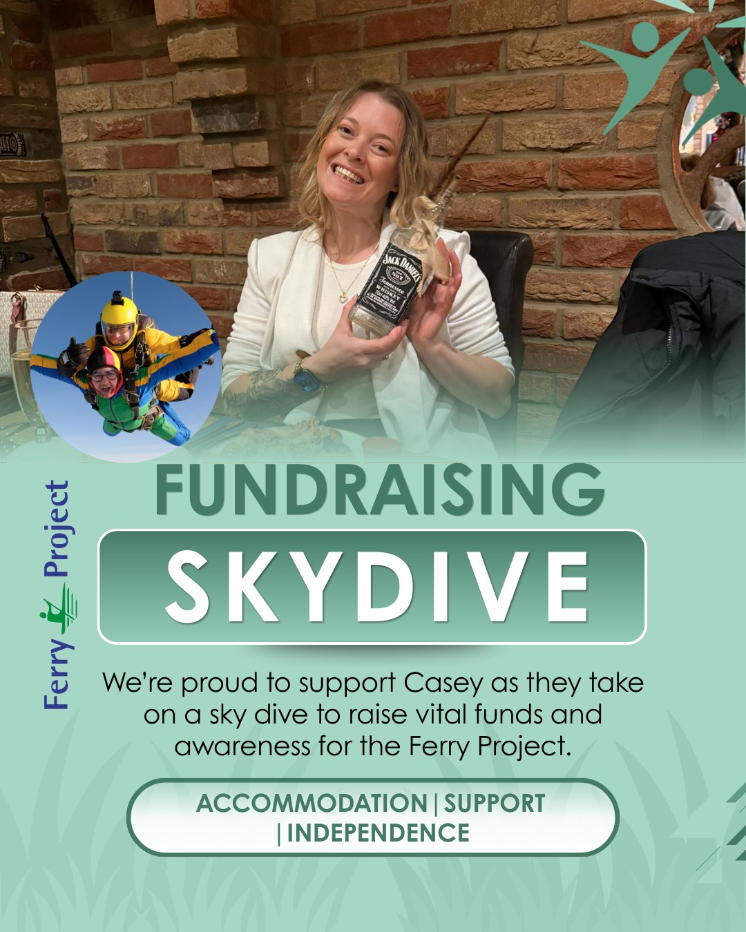 💙 Support Casey’s Sky Dive for The Ferry Project! ✈️💫
Casey is bravely taking the leap to champion an essential cause, and every donation helps strengthen the Ferry Project’s life‑changing work.
Your support truly makes a difference - click the link in our bio to cheer Casey on and contribute today. 💙