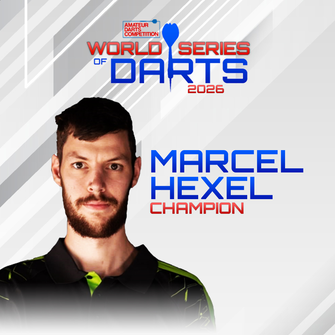Marcel Hexel gewinnt die ADC World Series of Darts 2026.
Im Finale gegen Domenik Fink konnte sich Hexel mit 10:8 durchsetzen und seinen 4. ADC Titel sichern.
Fink kam besser in das Match und führte schnell mit 2:0, konnte aber dann sein Scoring nicht halten, sodass Hexel mit 5:2 in Führung ging. Mit einem durchschnittlichen Average von 82 Punkten, konnte Hexel am Ende das Match für sich entscheiden. Fink warf zwar drei 180 und war mit 30,76% besser in der Doppelquote, was aber am Ende leider nicht zum Sieg gereicht hat.
Danke an alle Teilnehmer:innen für die Teilnahme am Turnier.
Die ADC wird unterstützt von:
@steel_ikone
@triple20_dartsshoes
@barrel.junkies
@lupo.darts
@jan_gths