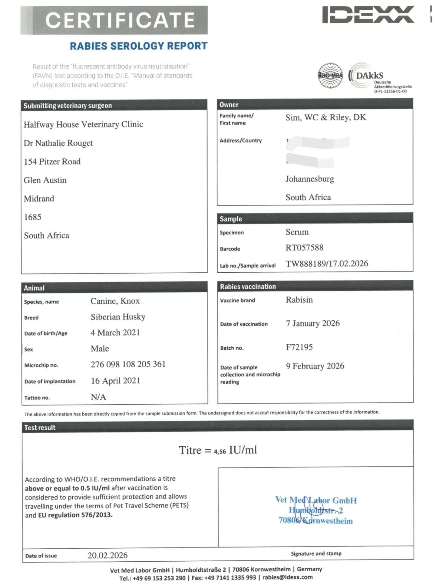 Rabies titer ✔️
Another check in the lengthy to do list to get Knox to compete at the World Challenge of Top Dogs / WDS 2026
#worldchallengeoftopdogs2026 #wds2026🇮🇹 #teamKnox