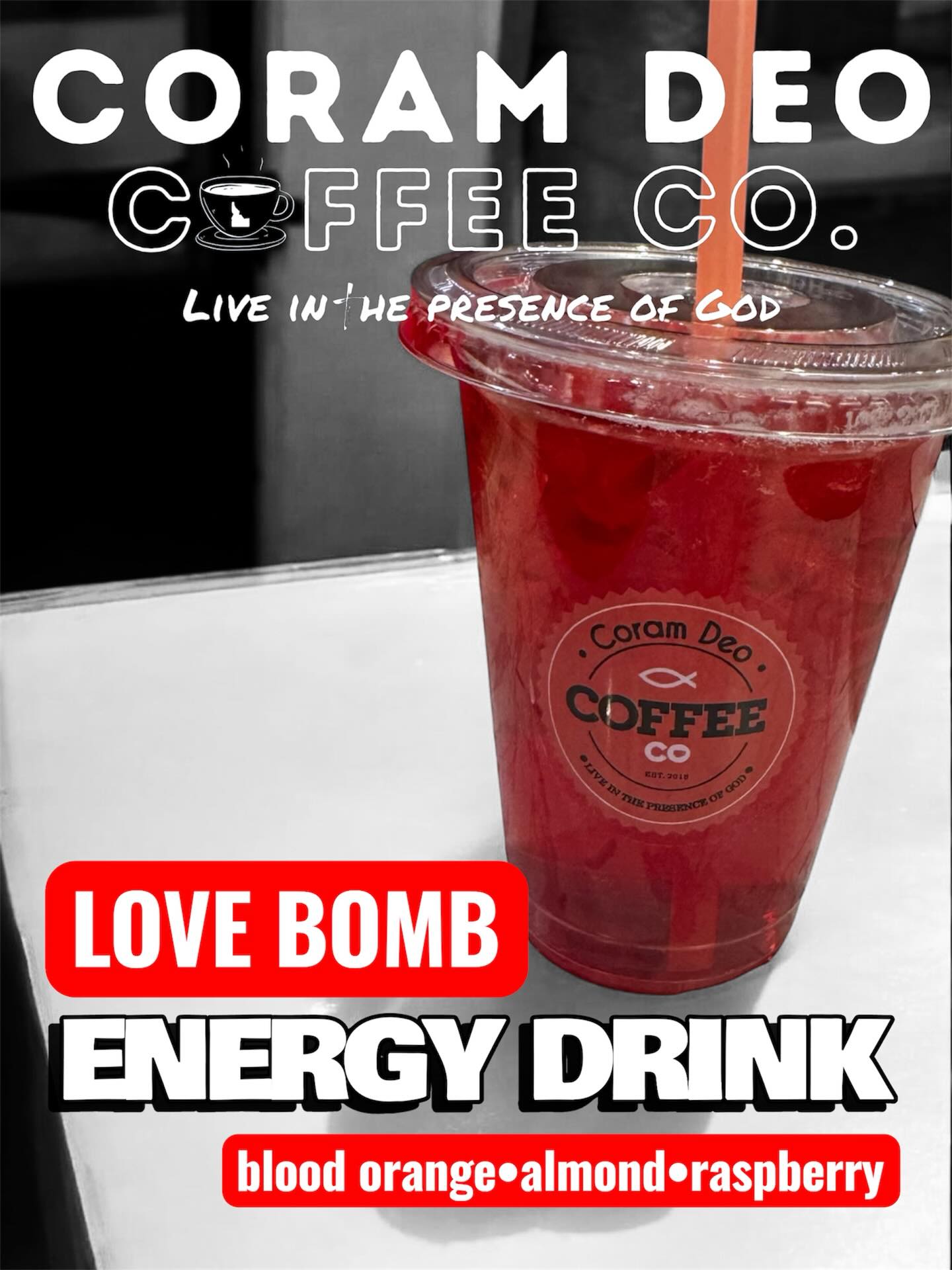 LOVE BOMB ๐ฃ Energy Drink for some more February fun! You can get this as either redbull or rockstar and iced or blended! Try this one today at either of our locations ๐คฉ #energydrink #special #coramdeocoffeeco #coramdeocoffeeconorth