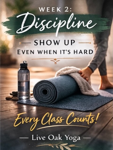 Consistency > motivation.
This week’s focus is discipline—showing up even when it’s messy, tired, or inconvenient.
Every class counts. Every breath matters.Theme: Showing up when it’s inconvenient
Journal Prompt:
What gets in the way of my practice?
How can I work with resistance instead of fighting it?
#PracticeIsThePoint #YogaAsDiscipline #liveoakyoganola #nolayogacommunity #nolayoga