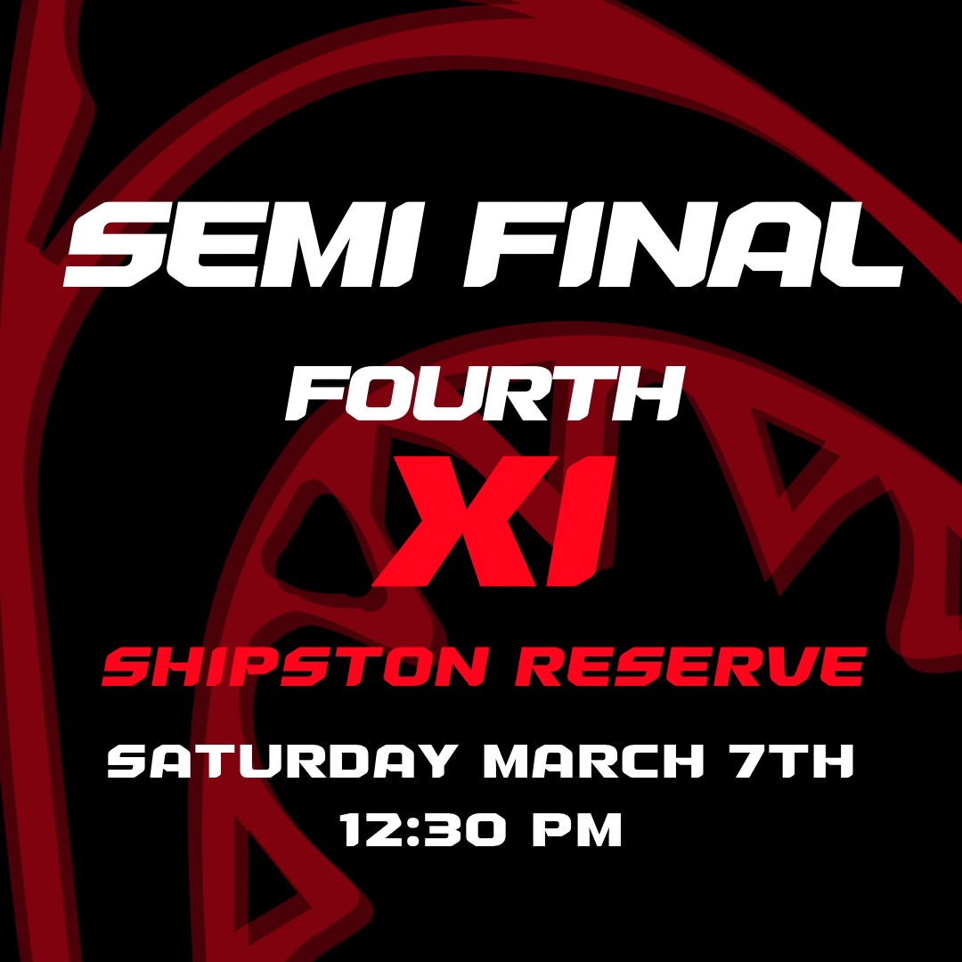 4s Semi Final this weekend 🦈
Finished top and earned a home semi.
Chelsea finished fourth and they’ll be coming hard, so it should be a good contest.
Shipston Reserve
Saturday, 12:30pm
If you’re around, get down and support the boys.
🦈
