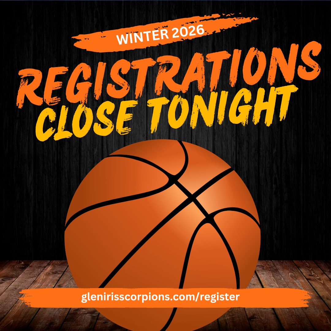 Winter season regos close tonight! Do not miss out.
Players who miss the deadline will be placed on a waitlist.
Visit glenirisscorpions.com/register
