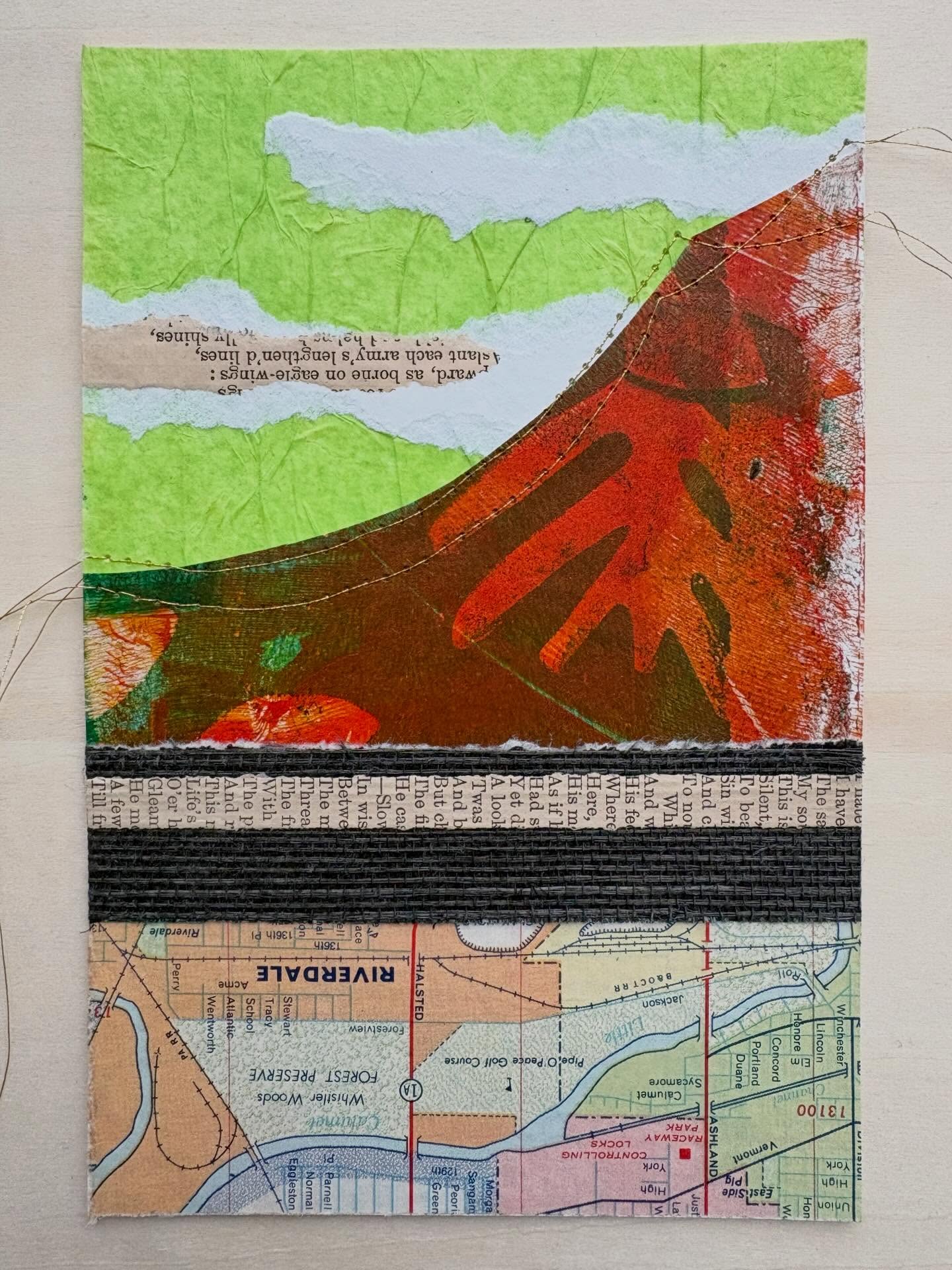 Teeth Landscape day 23 @februllage 6x4” mixed media collage on paper #februllage #dailycollage #collageart #collage #jengatz