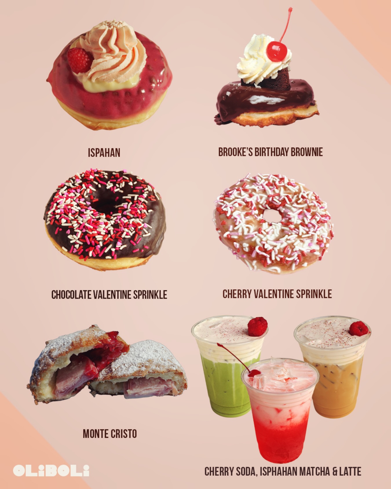 🍒 These beauties only have a few days left on the menu. Thru 2/28
🍒Brooke’s Birthday Brownie is house-made, intensely fudgy, and not to be missed..
#olibolidonuts #friedtoorder #sourdough #donuts