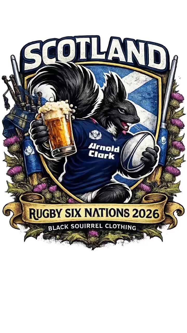 Scotland v Wales tomorrow 16:40.
Order your Black Squirrel Ts for the full family now!! 🏉🏴
🖤🐿️
#blacksquirrelclothing
#rugby
#scotland