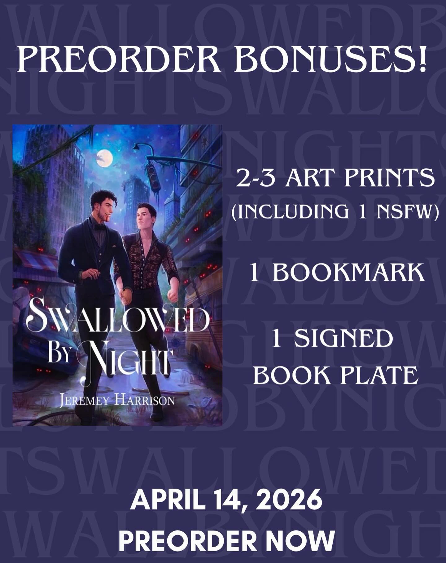 HAVE YOU SIGNED UP FOR PREORDER BONUSES? 👀
If you’ve preordered Swallowed By Night, don’t forget to sign-up for FREE extras at the link in my bio!