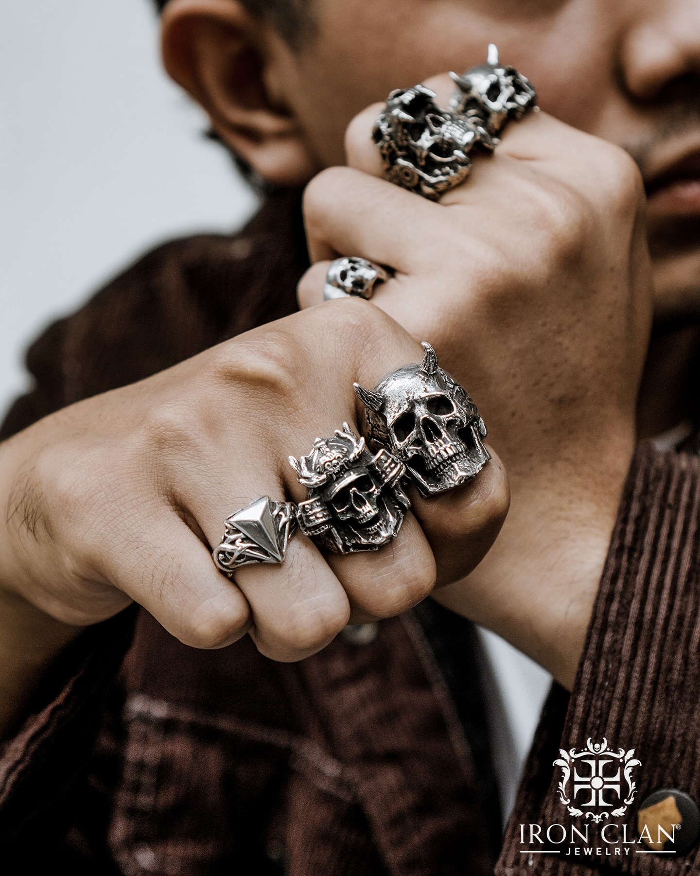 Forged by hand. Built with character. Worn with conviction.
From left to right! 💥
The Triangle Ring, minimal and sharp, a symbol of balance and strength in its purest form.
The Samurai Warrior Ring, carrying the spirit of honor and discipline, inspired by the iconic legacy of Japanese warriors.
And Lucifuge, crowned with a hyper-detailed horned skull, sculpted with intense realism. It's bold, dark, unapologetic.
Each piece is individually handmade, carved and finished by hand in solid silver. No mass production, no shortcuts. Just craftsmanship and attitude.
This is Iron Clan. Glorious, Glamour, Genus ⚜️
__
#IronclanJewelry #IronclanRing
#HandmadeJewelry #GothicJewelry