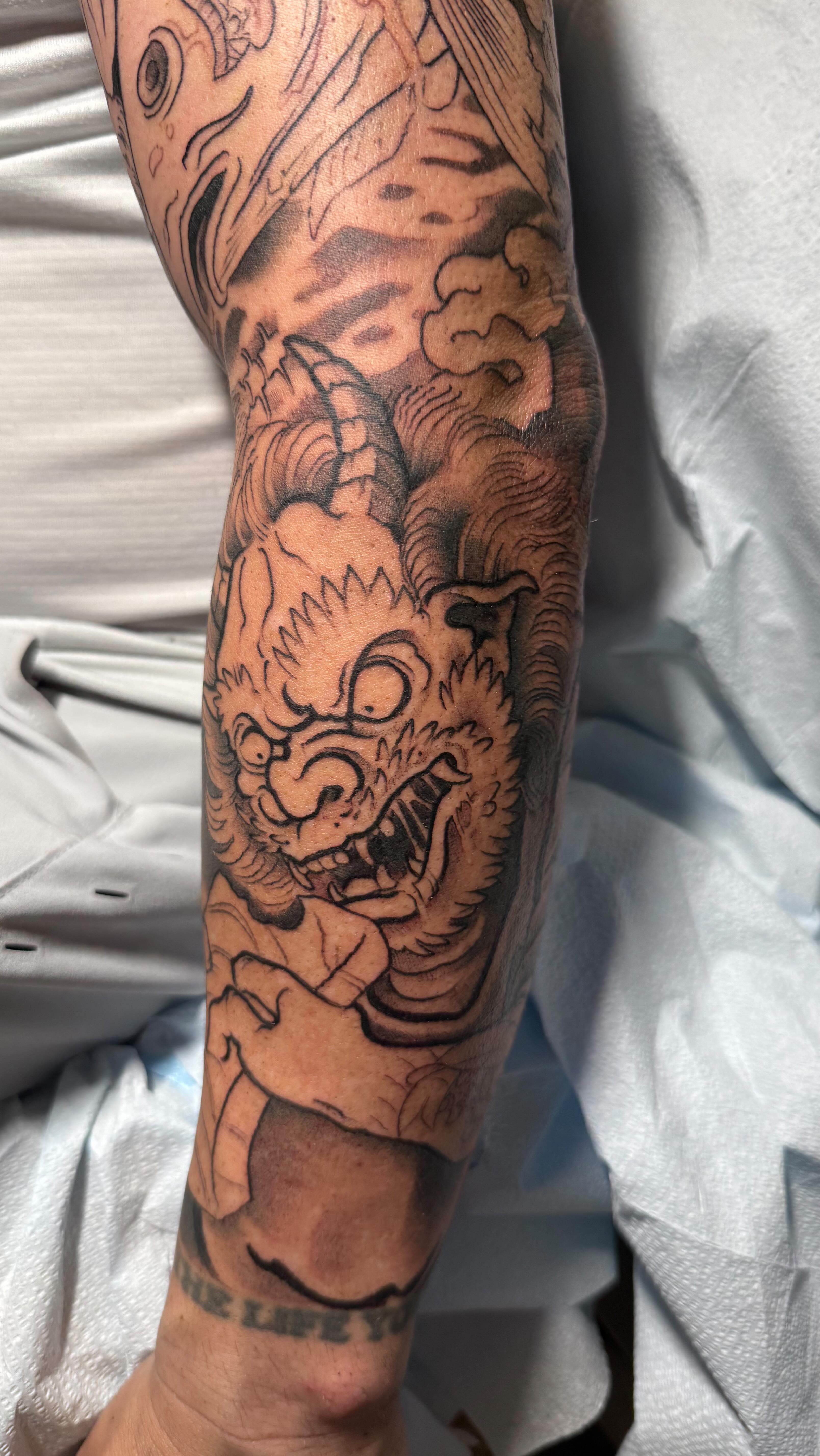 Day two cigar city tattoo fest! Daniel is a rockstar 8hrs two days in a row on this freehand oni sleeve… looking forward to finishing this one! Always good times with Ben Around Tattoos!