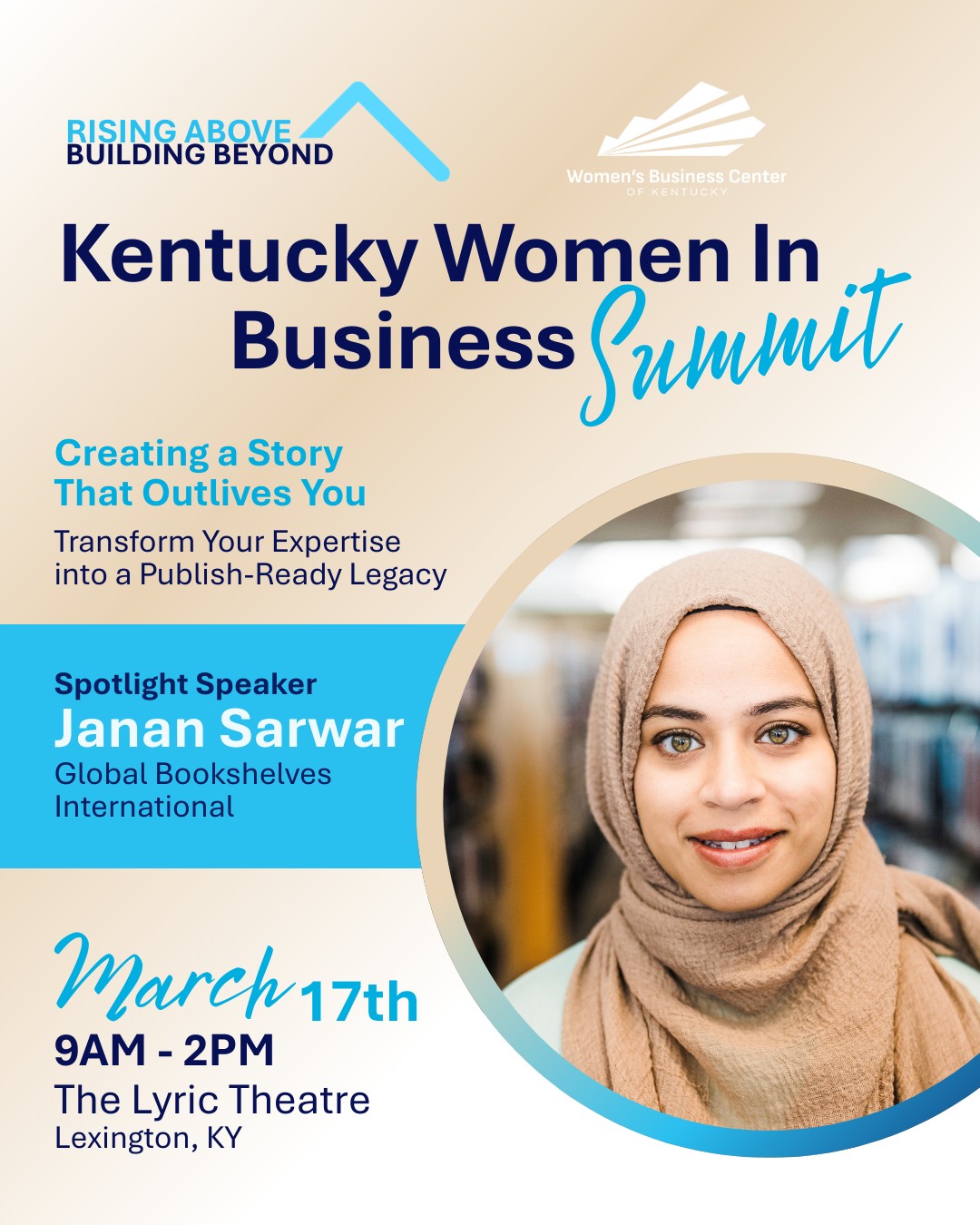 ✨ Speaker Highlight: Janan Sarwar, PharmD
What if your story became your greatest business asset?
Janan Sarwar @bookjanan is a publishing professional and founder of Global Bookshelves International, with over 12 years of industry experience helping entrepreneurs and thought leaders turn meaningful ideas into polished, publish-ready books. After leaving a successful healthcare publishing career, she built a company dedicated to helping others share their voice with clarity and authority.
At the Summit, Janan will break down:
• Why authentic storytelling builds lasting trust
• How to identify and speak directly to your customer’s pain point
• The “Storytelling CODE” behind powerful, strategic narratives
This session is for founders ready to transform expertise into influence — and create a story that truly outlives them.
The Kentucky Women in Business Summit
🗓 March 17th | 9AM–2PM
📍 The Lyric Theatre | Lexington, KY
🎟️ Secure your seat today with the link in our bio: @wbckentucky