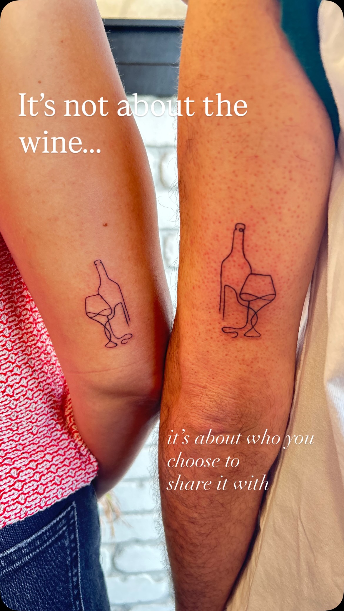 An amazing couple with kids who still make time for each other.
This fine line design isn’t just a bottle and glass —
it’s spontaneous connection, effort, and choosing your person again and again.
They shared pieces of their story with me…
and inspired reflection in my own marriage.
Grateful for clients who don’t just get tattooed —
but leave something meaningful behind.
🍷✨Tag the person you’d share a quiet glass of wine with.#MatchingTattoo
#TelAvivTattooArtist