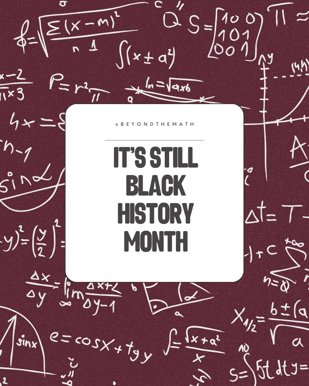 It’s not too late to expose your students to Black History. Black History Month isn’t over yet.
.
.
.
#BlackHistoryMonth #BHM #beyondthemath #algebrateacher #algebra1