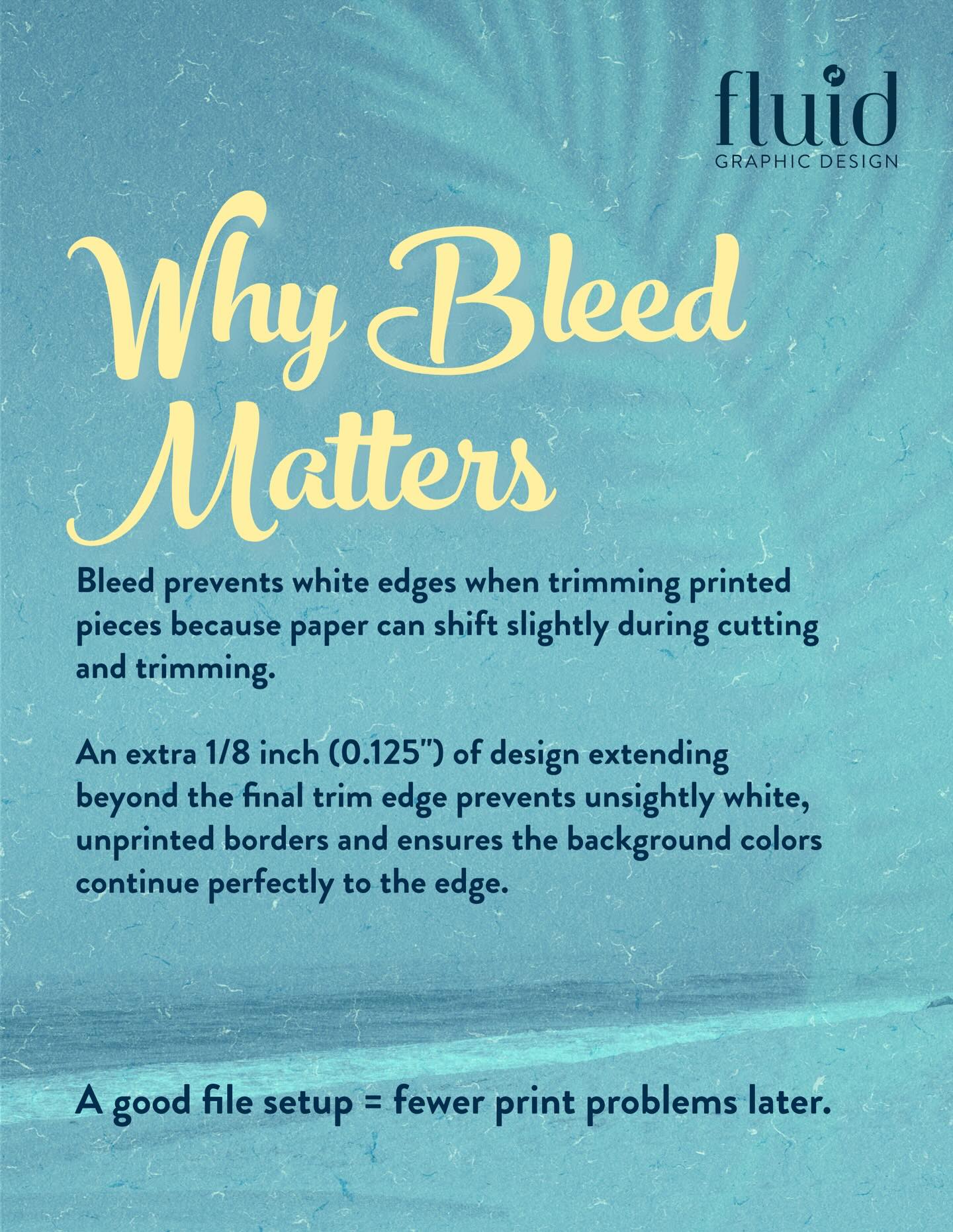 Bleed isn’t optional when your design on the edge, it is protection for your printed pieces. It prevents white edges when printers trim your project.
#sarasota #florida #usa #design