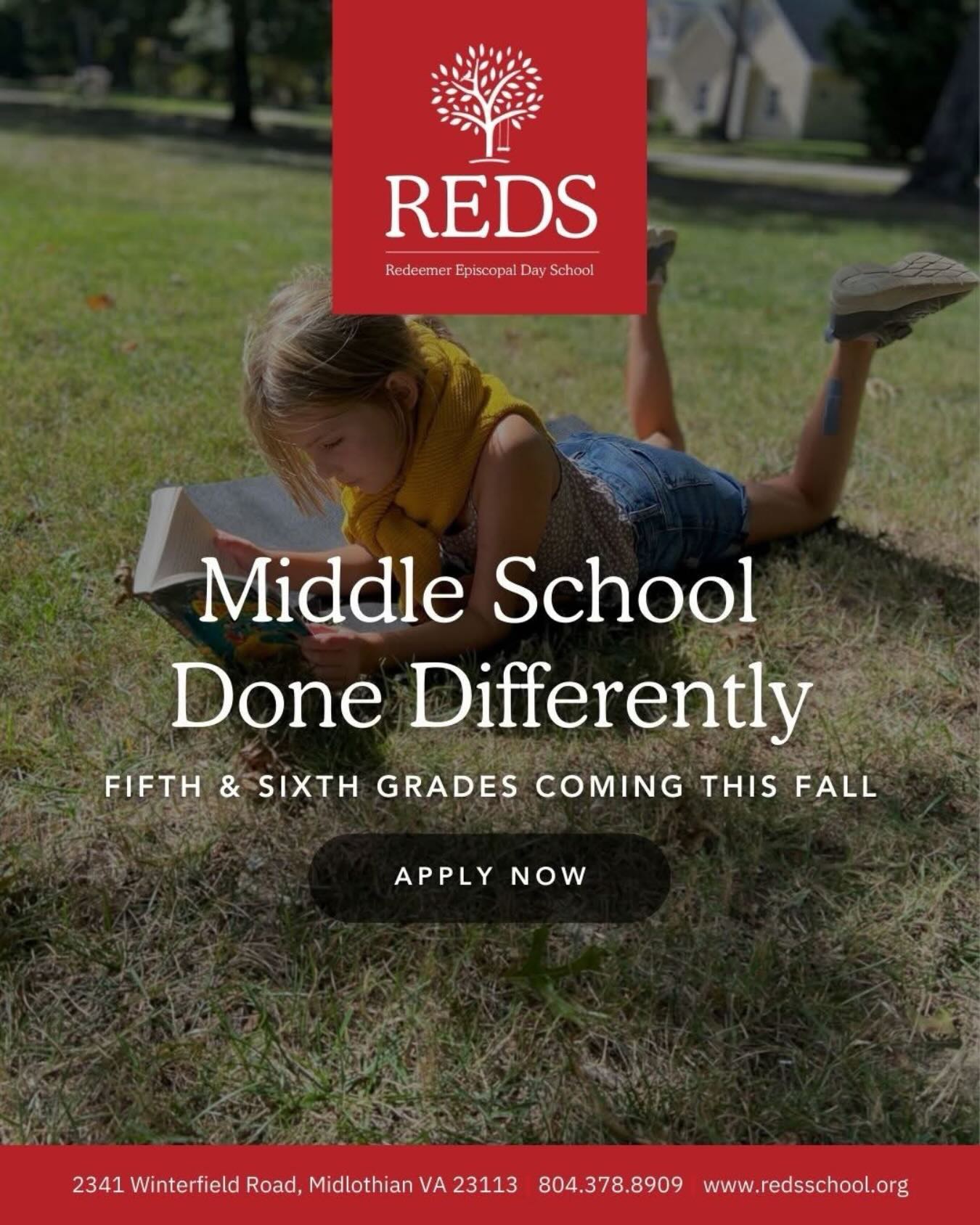 What if middle school looked different?👀
What if these pivotal years were intentionally designed to honor each child’s individuality, build confidence, and spark genuine curiosity?
This fall, we’re launching our newly formed middle school — beginning with 5th and 6th grade — thoughtfully created for students ready to grow, lead, and thrive.
✔️ Appreciating every student as an individual, providing personal, positive academic and social outcomes, and meaningful opportunities to experience success
✔️ Curating learning experiences with depth — connecting core academics, foreign language, and visual & performing arts in relevant, engaging ways
✔️ Developing students as leaders who have a voice in the classroom, the school, and the broader community
✔️ Extending learning beyond four walls through field experiences and daily access to our outdoor spaces
If you’re looking for something different for your rising 5th or 6th grader, we invite you to learn more at redsschool.org/middleschool