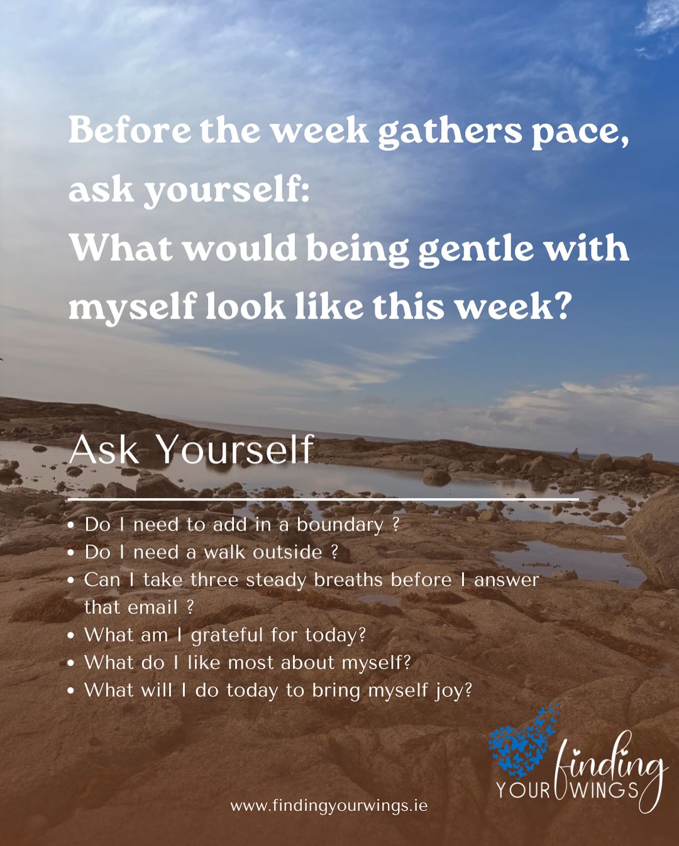 This week remember kindness to yourself is not indulgent, it is regulation.
When you soften your inner voice, your nervous system softens too.
You think more clearly.
You respond instead of react.
What would being gentle with yourself look like this week ?
You deserve the same care you give so freely to others ❤️
#newweekintentions #begentlewithyourself #selfkindness #emotionalwellbeing #findingyourwingswellbeing #youmatter #nervoussystemsupport