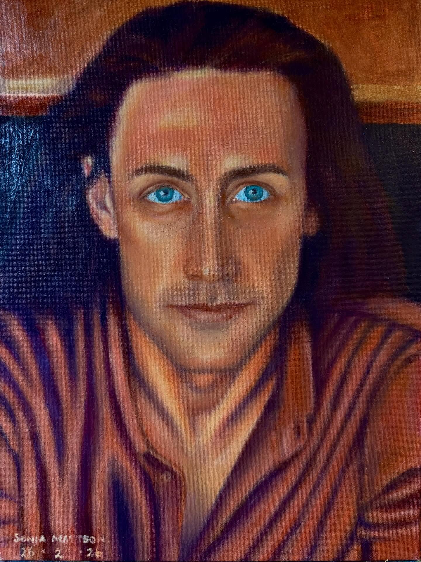 Kieran’ oil in canvas (31cm x 41 cm x 3.5) portrait of talented actor, athlete and artist, Kieran Clancy-Lowe @kieranclancyhigh #portraitpainting #actorportrait #oiloncanvasportrait #artistsofinstagram #blueeyes