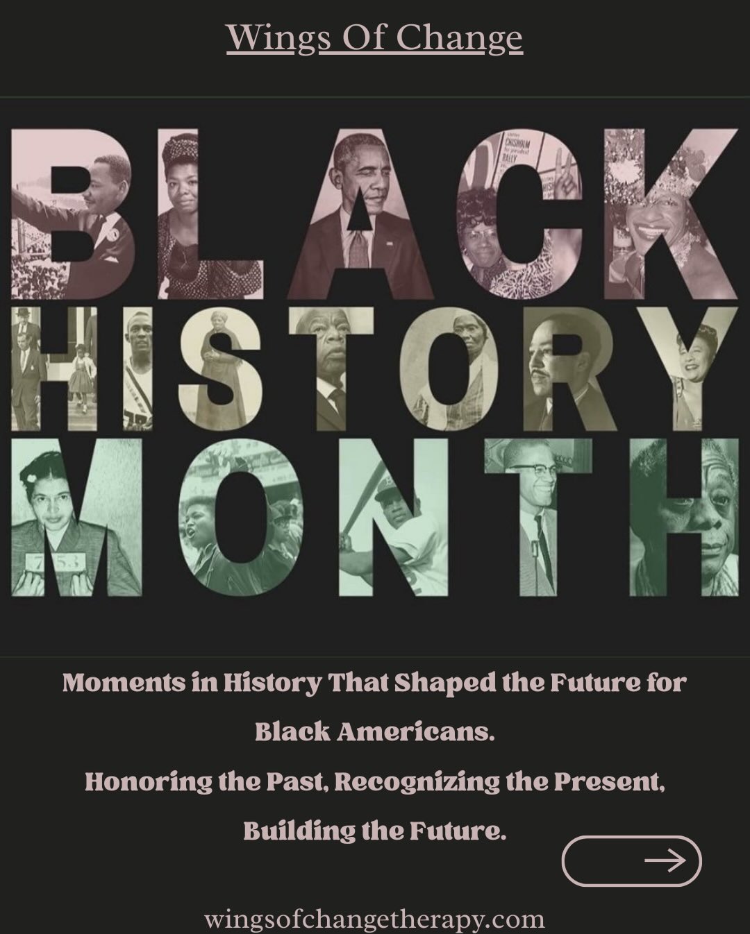 Closing Black History Month š¤
As Black History Month comes to a close, we are reminded that this month is not simply about looking back ā it is about understanding, honoring, and carrying forward.
It is about recognizing the brilliance, resilience, innovation, leadership, culture, and courage that have shaped this country in immeasurable ways. It is about telling the truth of history ā both the triumphs and the injustices ā and honoring the strength it has taken to endure, rise, and create change.
Black History Month exists because stories were once excluded.
Because contributions were once erased.
Because dignity was once denied.
And still ā Black communities have continued to build, lead, heal, create, and transform the world.
This month reminds us that history lives in the present. It lives in culture. It lives in families. It lives in voices that continue to speak truth and envision a more just future.
Celebrating Black History Month means committing to:
⢠Listening with intention
⢠Learning with humility
⢠Honoring lived experience
⢠Supporting equity and access
⢠Protecting the dignity and humanity of Black lives
The celebration does not end when the month does. The responsibility to learn, respect, and uplift continues.
Black history is American history.
Black healing matters.
Black excellence endures.
And the future is still being written.
ā
Connection begins with a conversation.
š²(760) 587-3075
š§ Dakota@wingsofchangetherapy.com
To learn more about our therapists and the care we provide, visit our website
#blackhistorymonth #blacklivesmatter #blackisbeautiful #fyp #wingsofchange